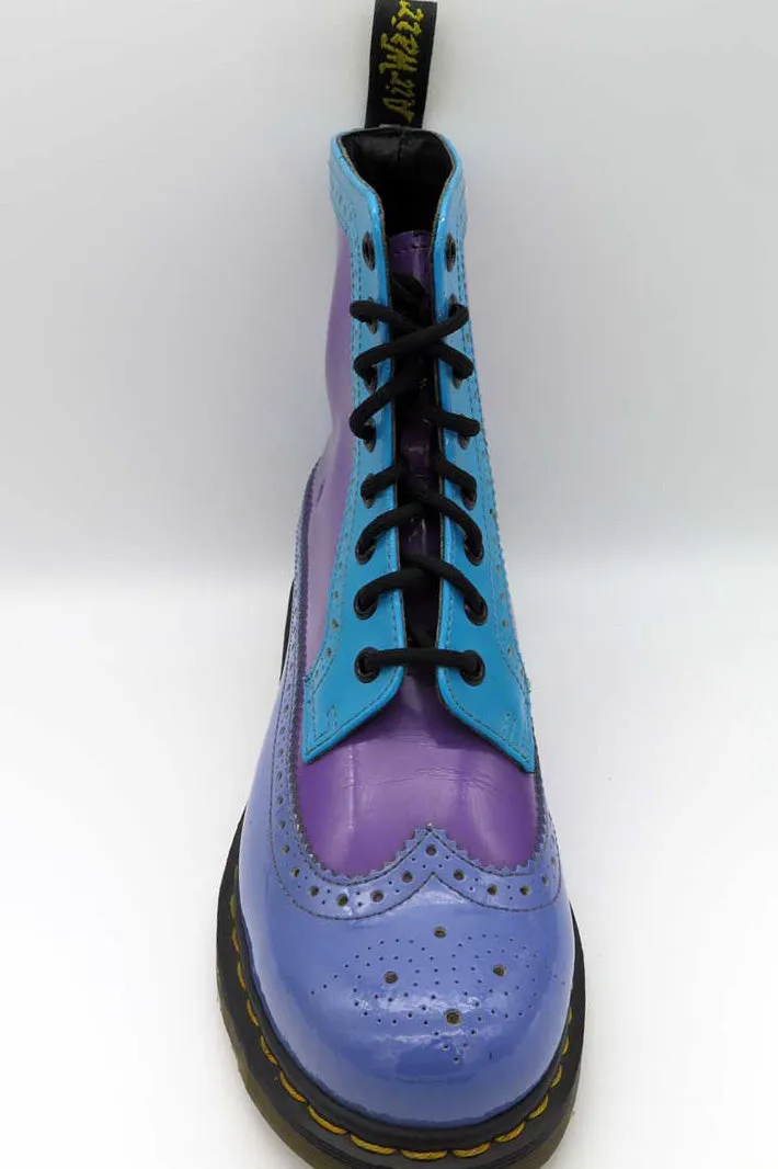 1460 Harrie Dusty Blue Bright Purple Patent Lamper Brogue Leather Lace Up Boot