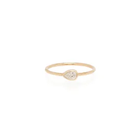 14k Horizontal Pear Diamond Ring