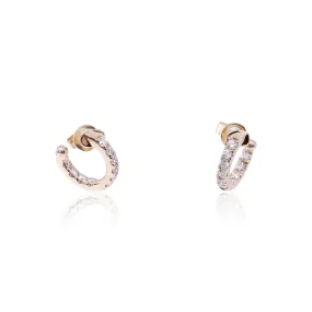 14K YELLOW GOLD DIAMOND HUGGIE INSIDE-OUTSIDE HOOP EARRINGS 0.66CTW