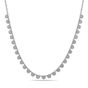 14kw Diamond Halo Station Necklace