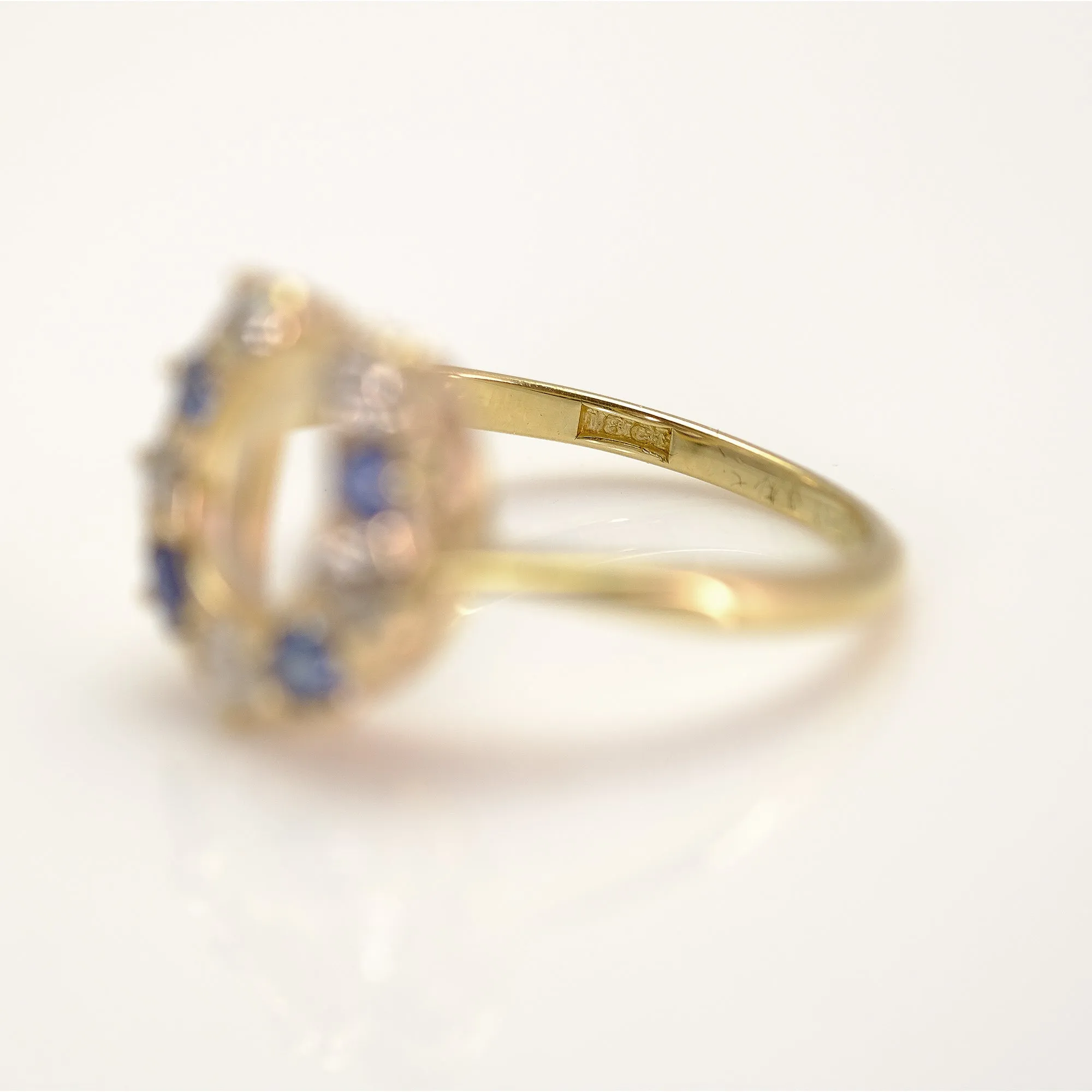 18 Carat Yellow Gold Sapphire and Diamond Horseshoe Ring