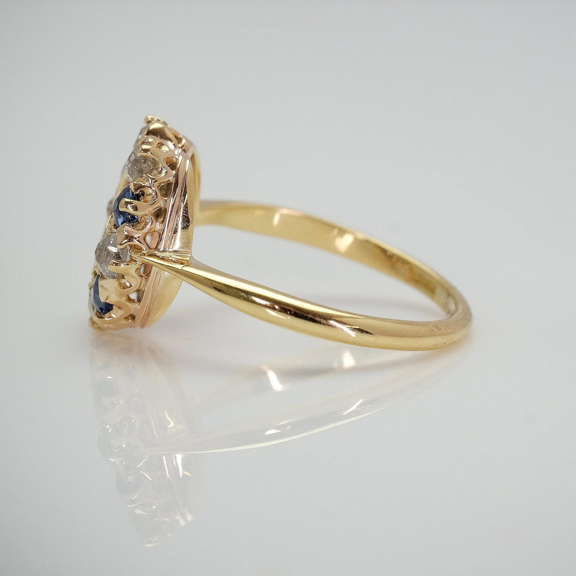 18 Carat Yellow Gold Sapphire and Diamond Horseshoe Ring