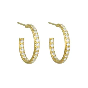 18K Gold and Pave Diamond Large Hoop Earrings