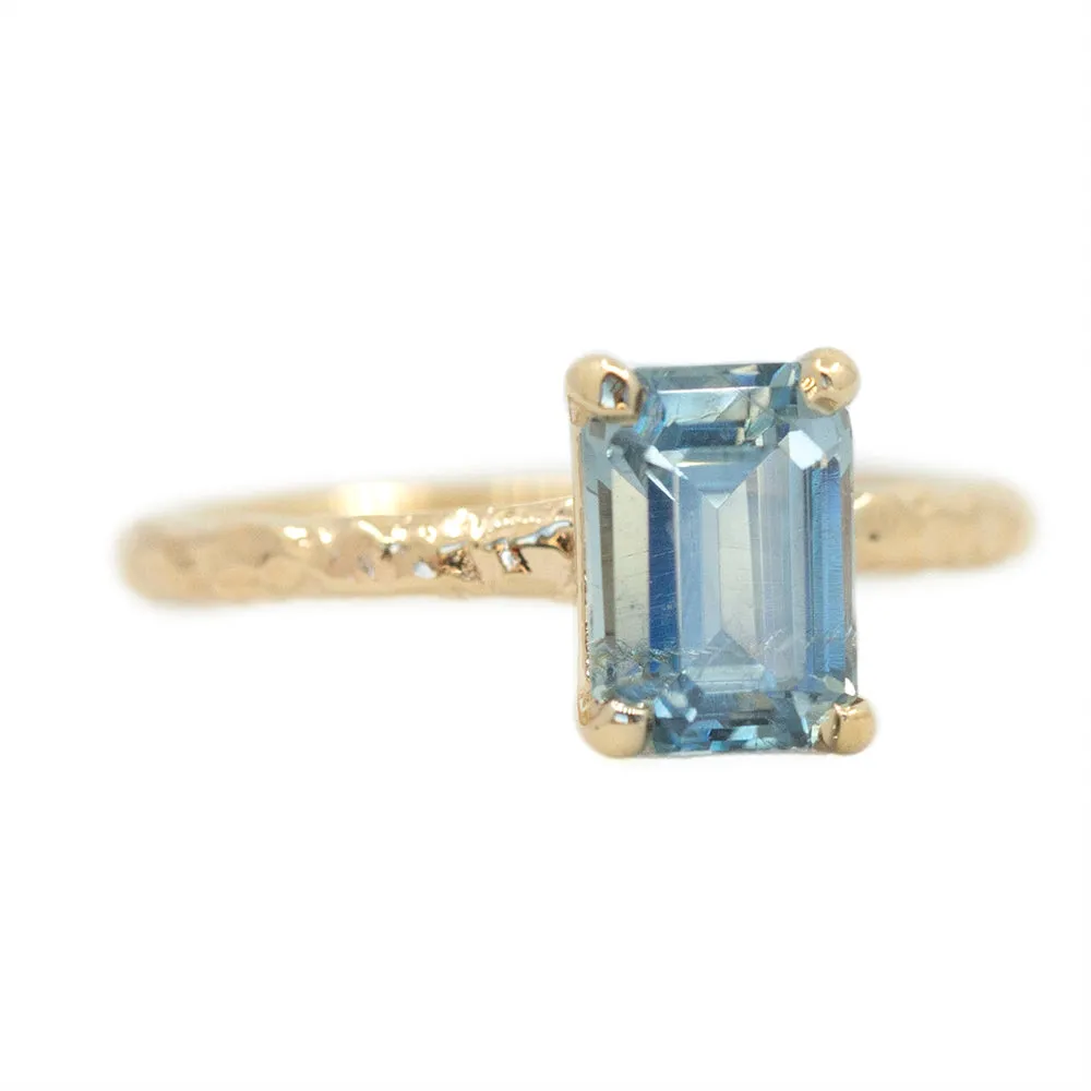 1.91ct Emerald Cut Montana Sapphire Evergreen Solitaire Ring in 14k Yellow Gold