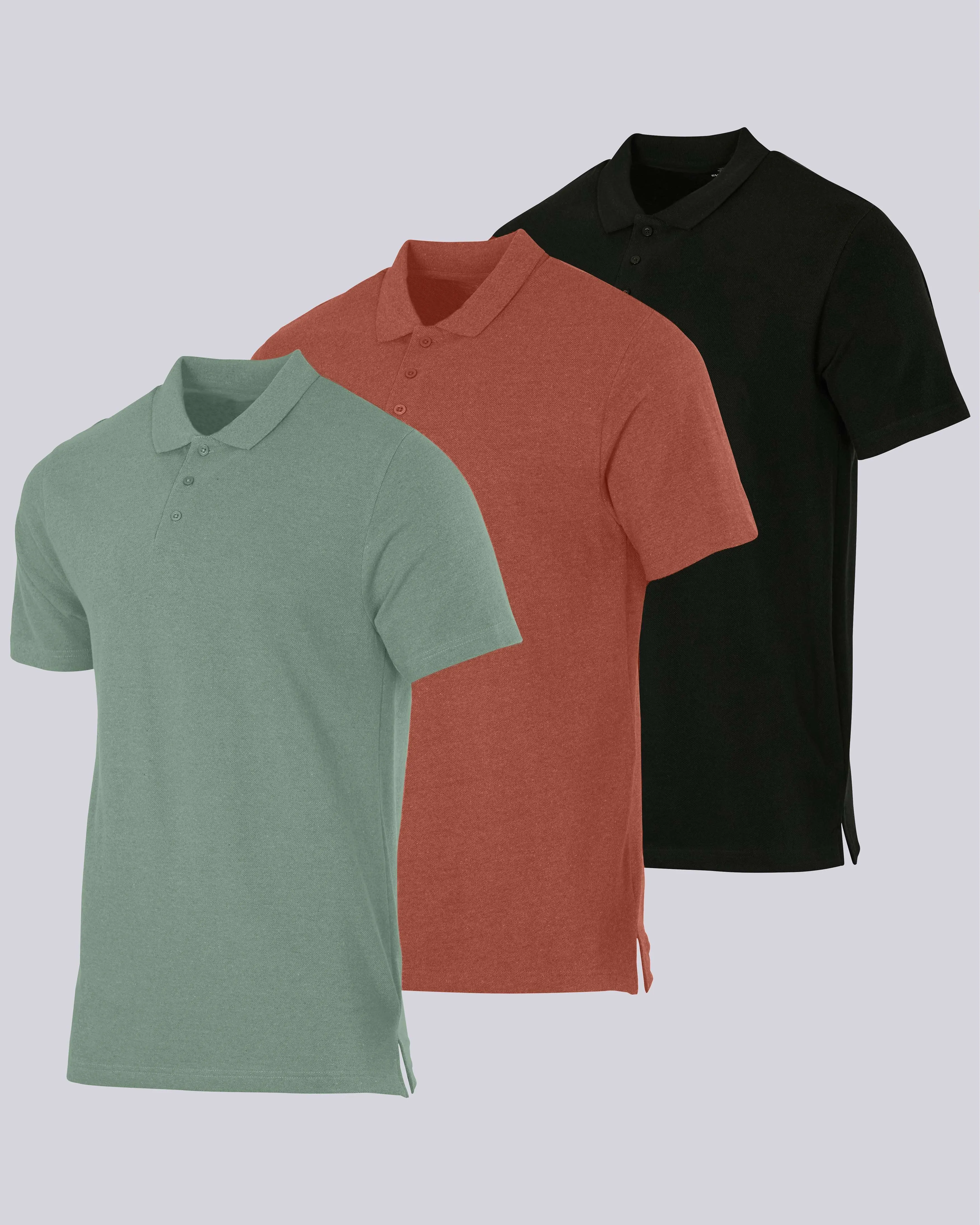 3 Pack: Mens Cotton Pique Short Sleeve Polo Shirt