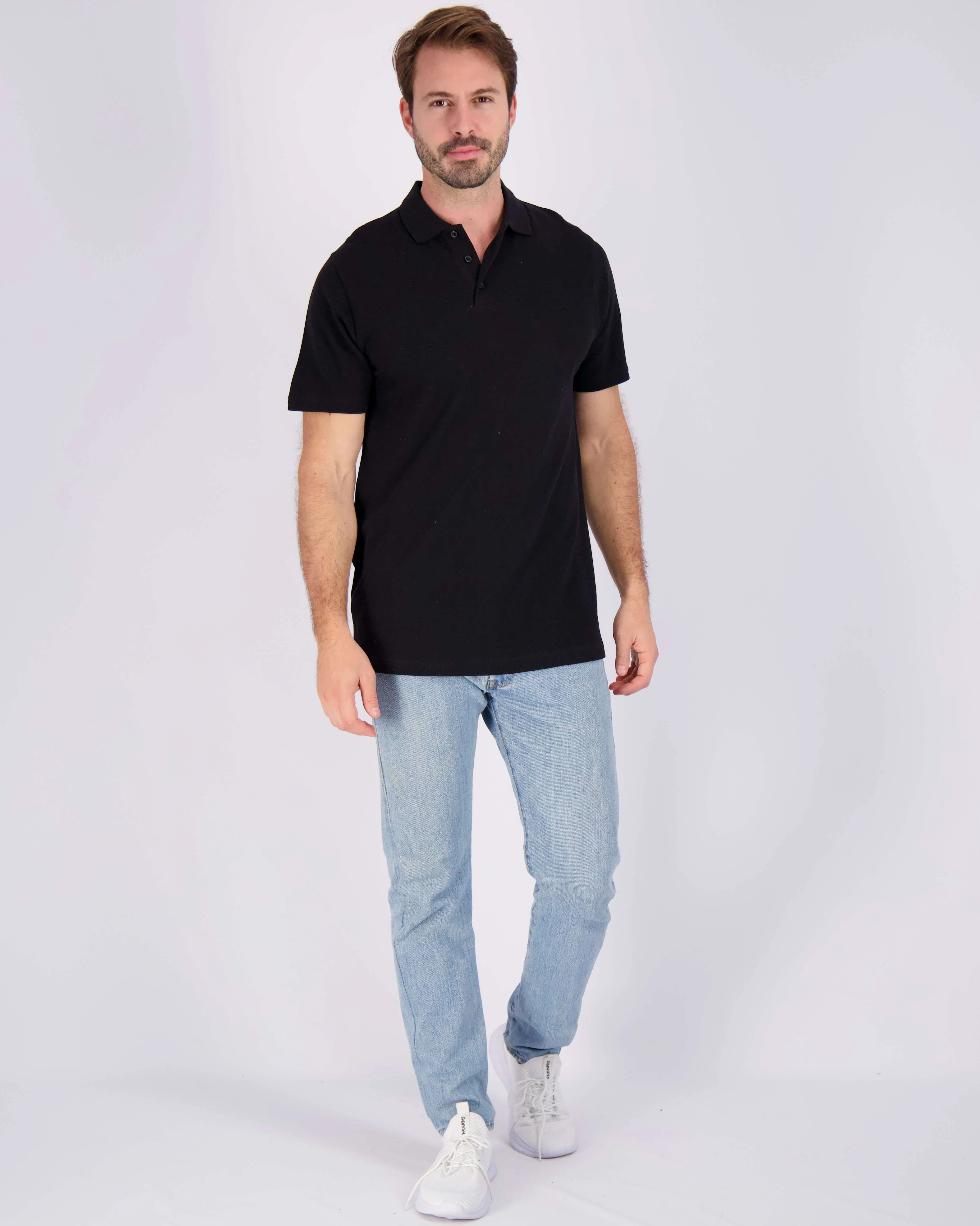 3 Pack: Mens Cotton Pique Short Sleeve Polo Shirt