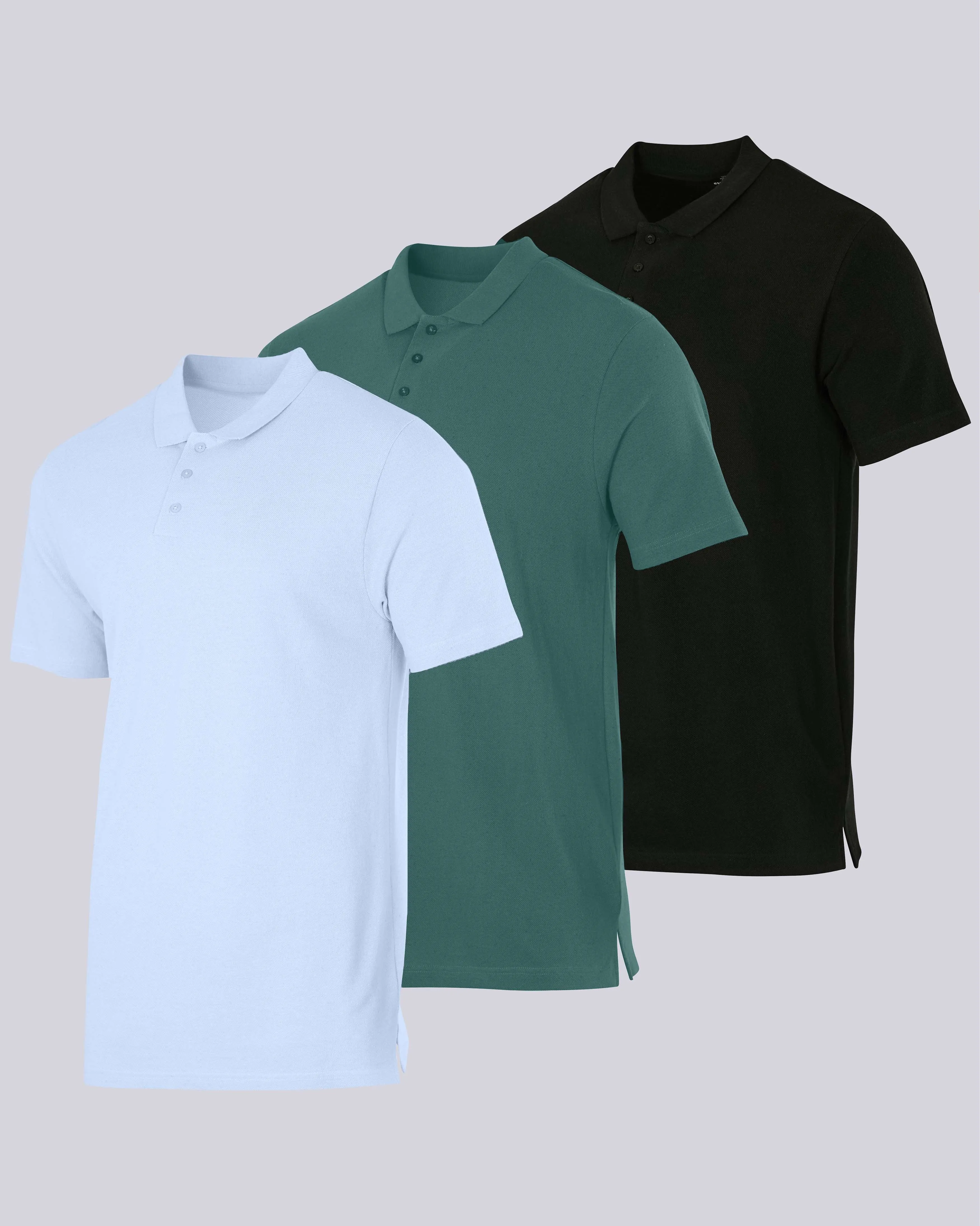 3 Pack: Mens Cotton Pique Short Sleeve Polo Shirt