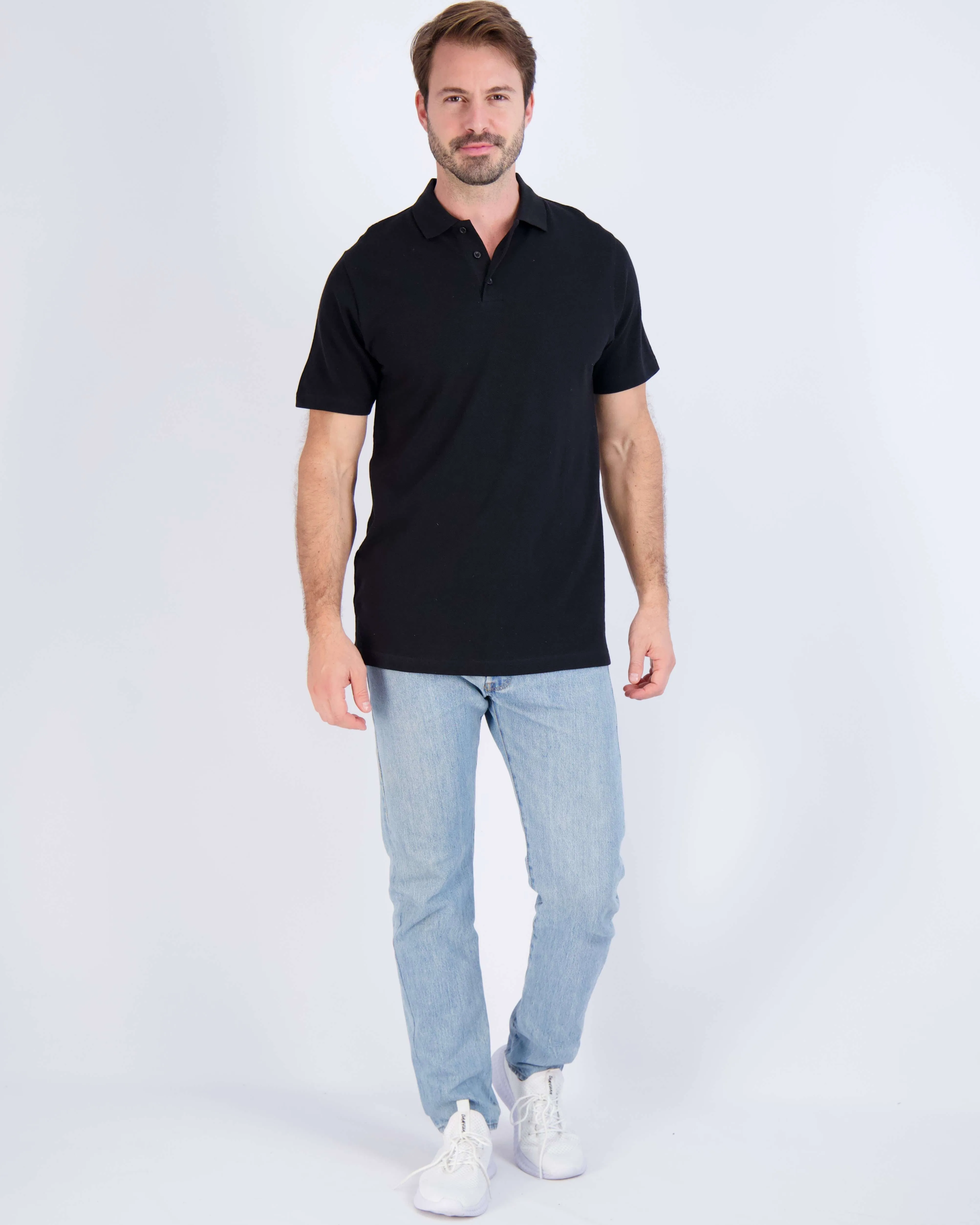 3 Pack: Mens Cotton Pique Short Sleeve Polo Shirt