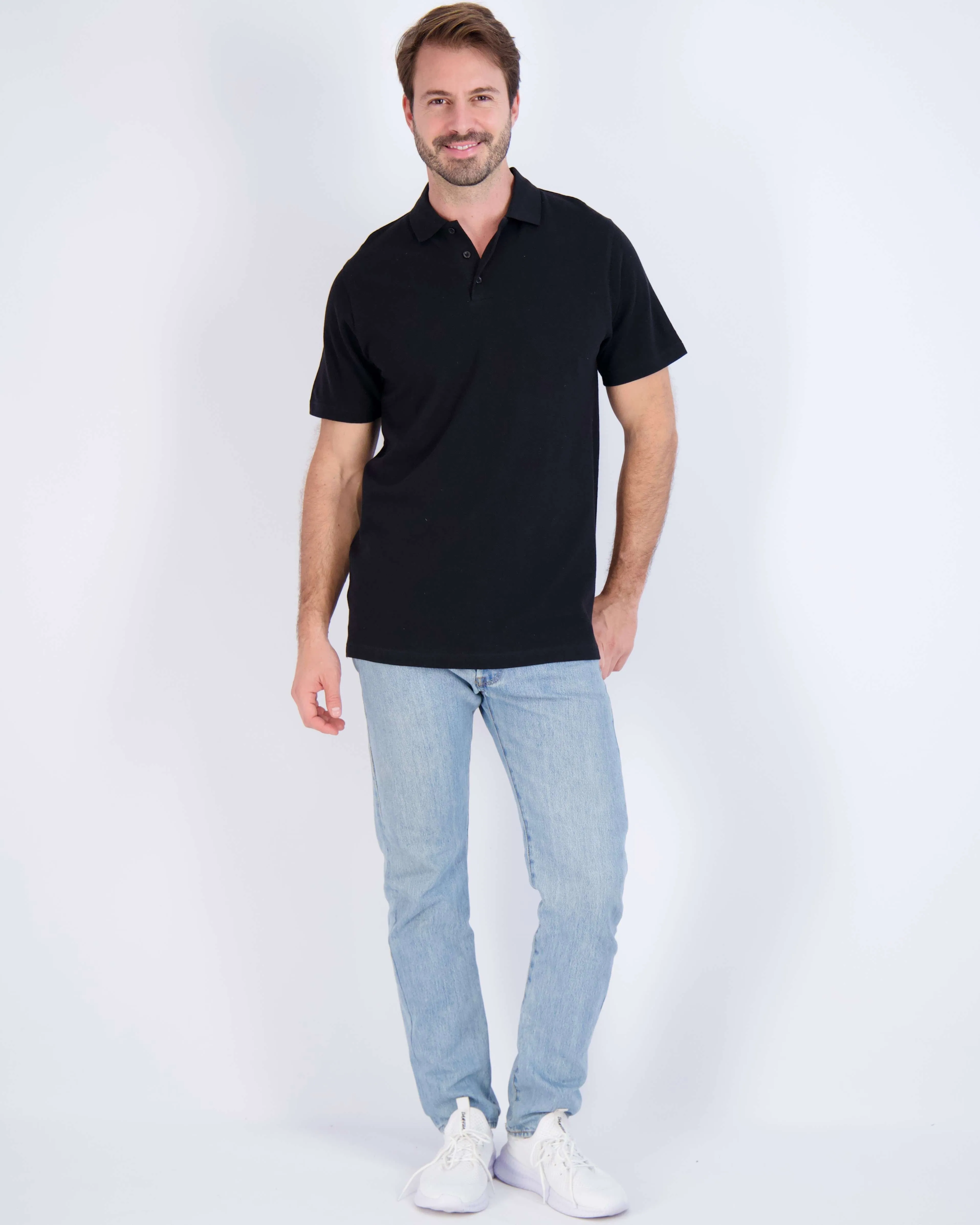 3 Pack: Mens Cotton Pique Short Sleeve Polo Shirt