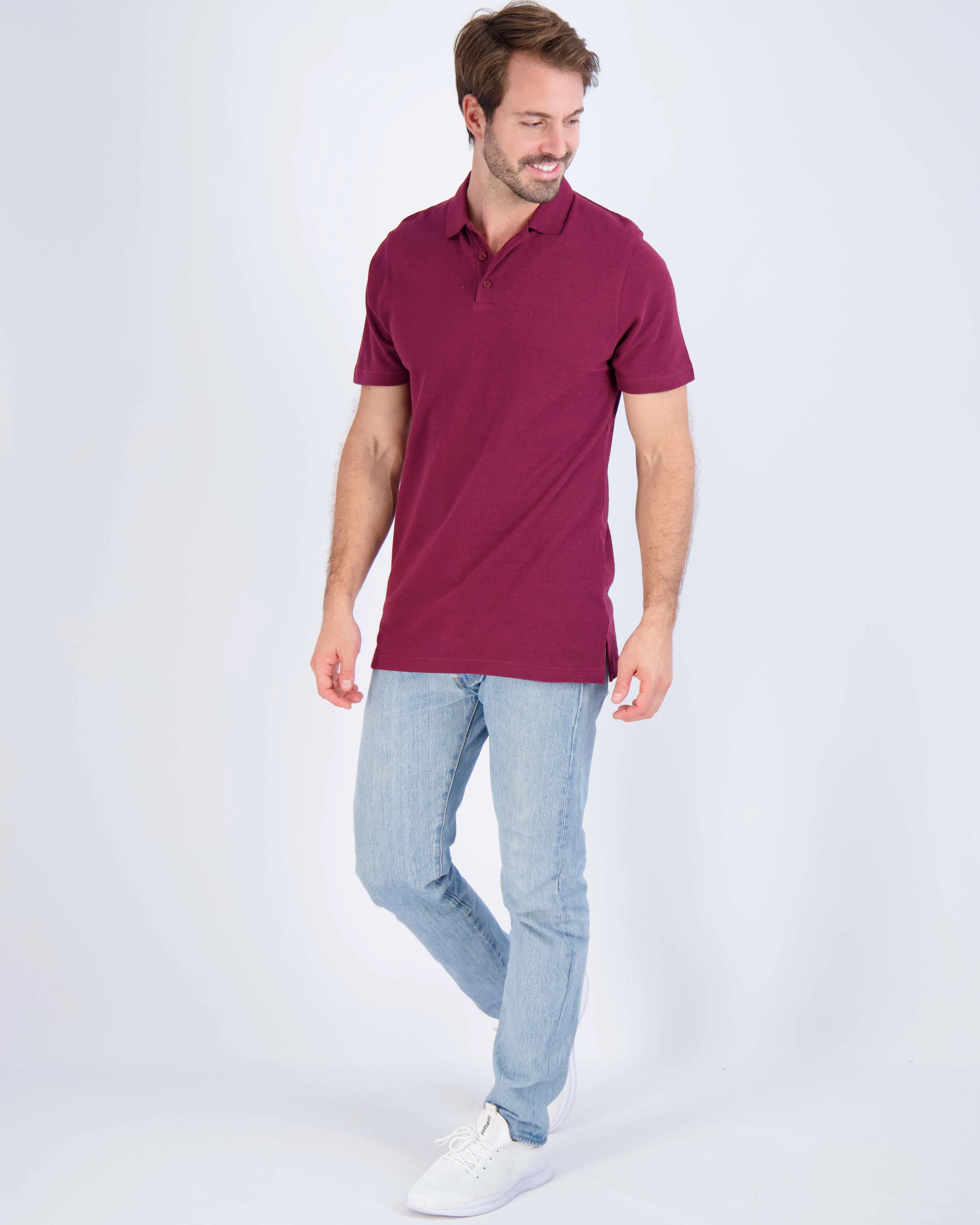 3 Pack: Mens Cotton Pique Short Sleeve Polo Shirt