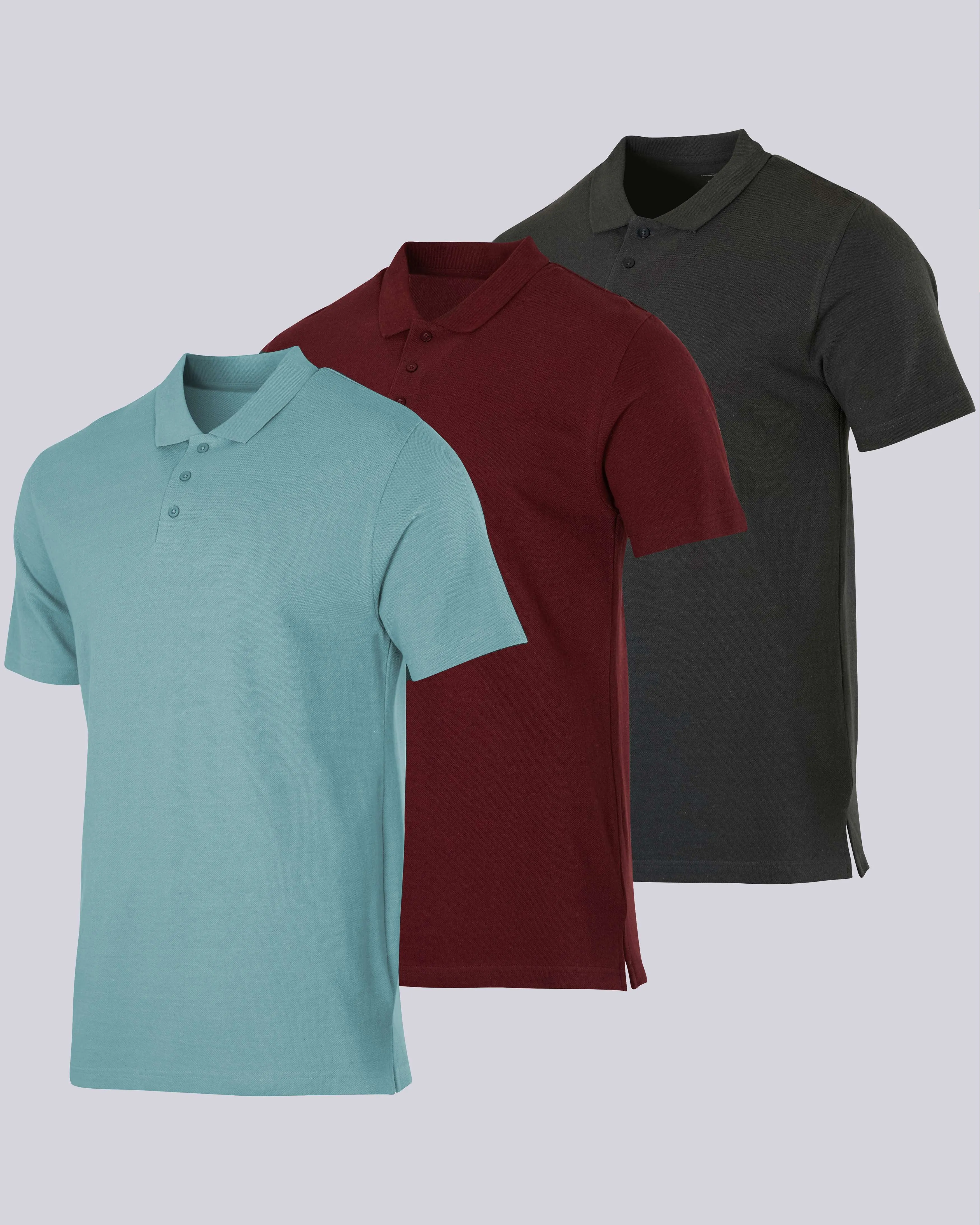 3 Pack: Mens Cotton Pique Short Sleeve Polo Shirt