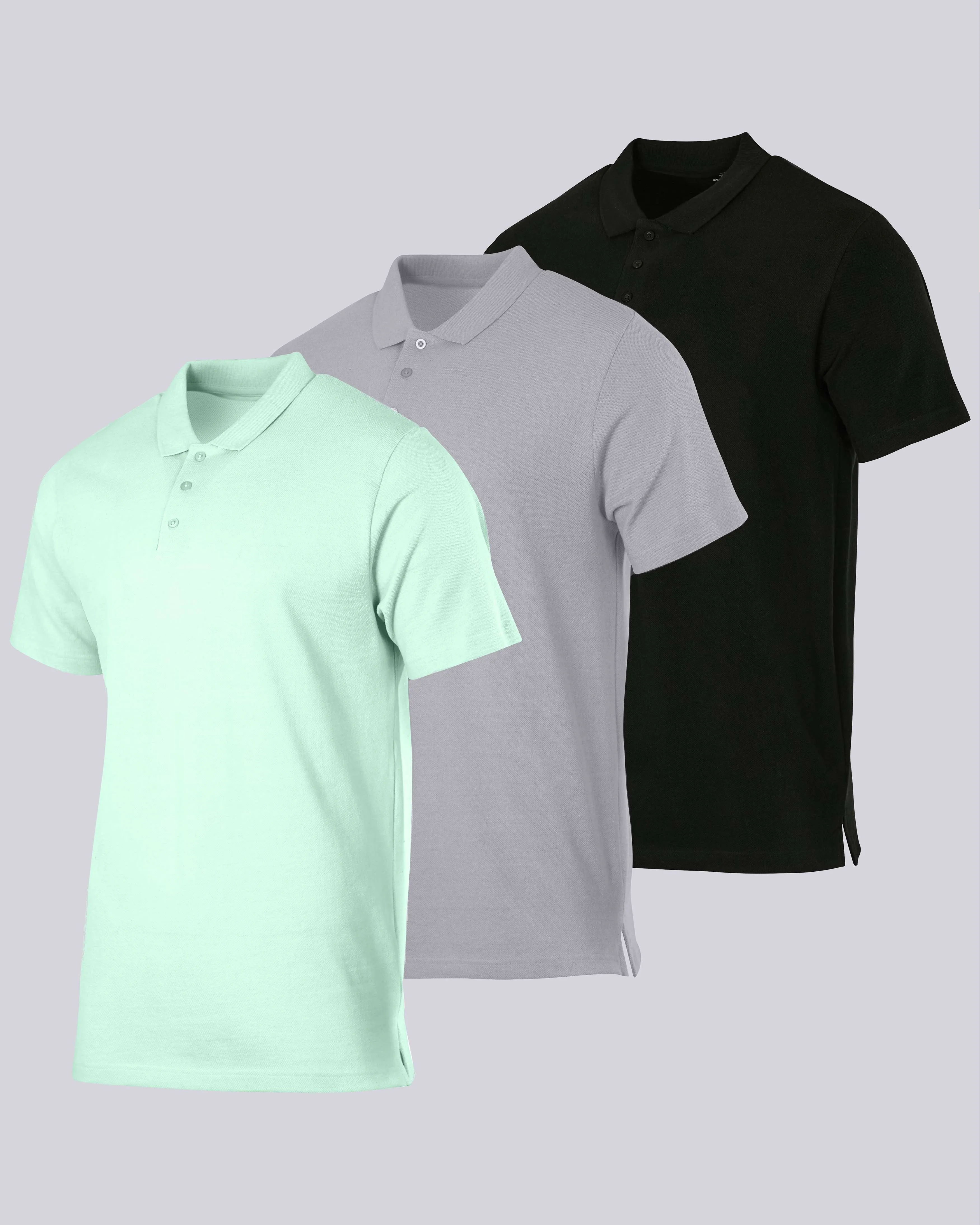 3 Pack: Mens Cotton Pique Short Sleeve Polo Shirt