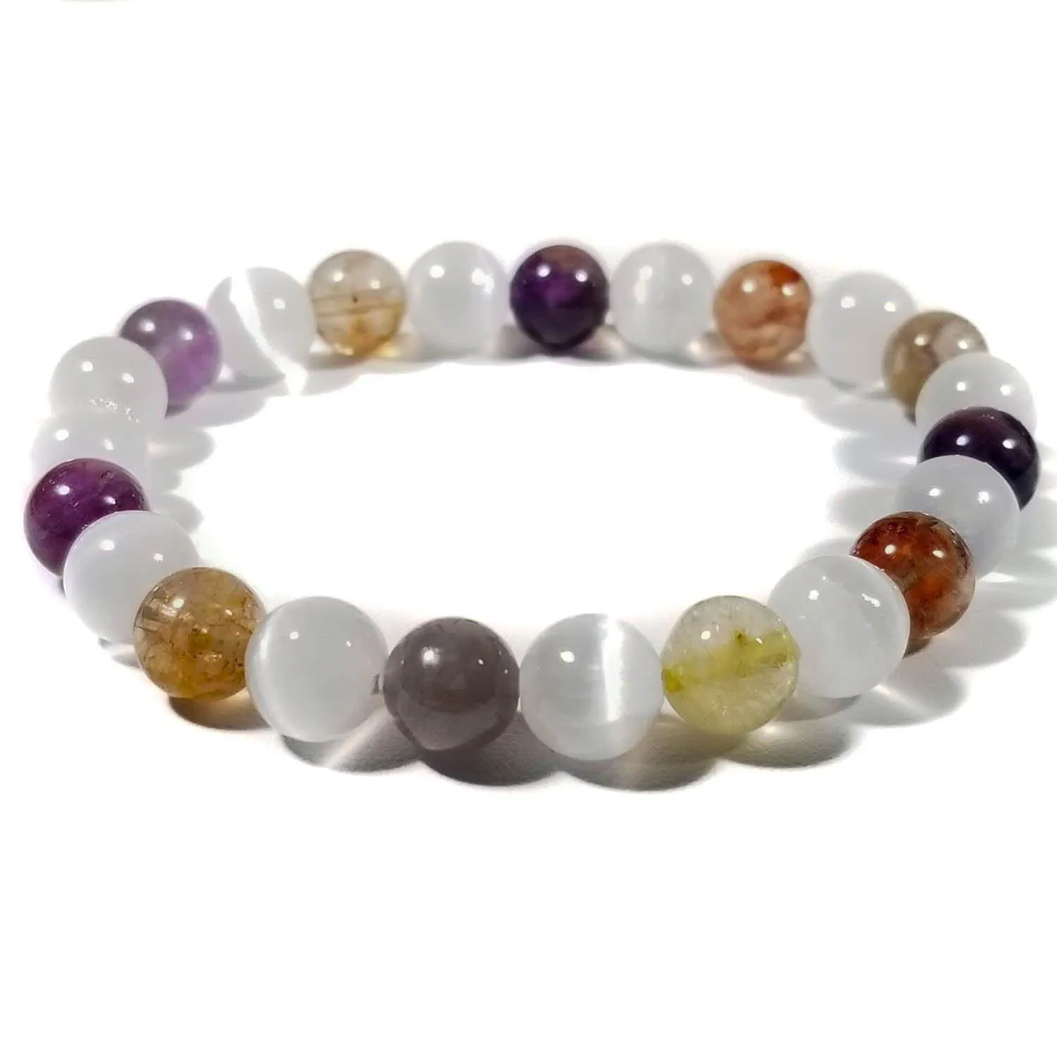 8mm Auralite & Selenite Crystal Healing Bracelet