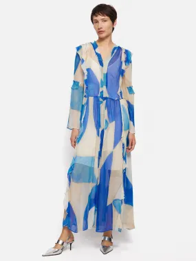 Abstract Long Sleeve Dress | Blue