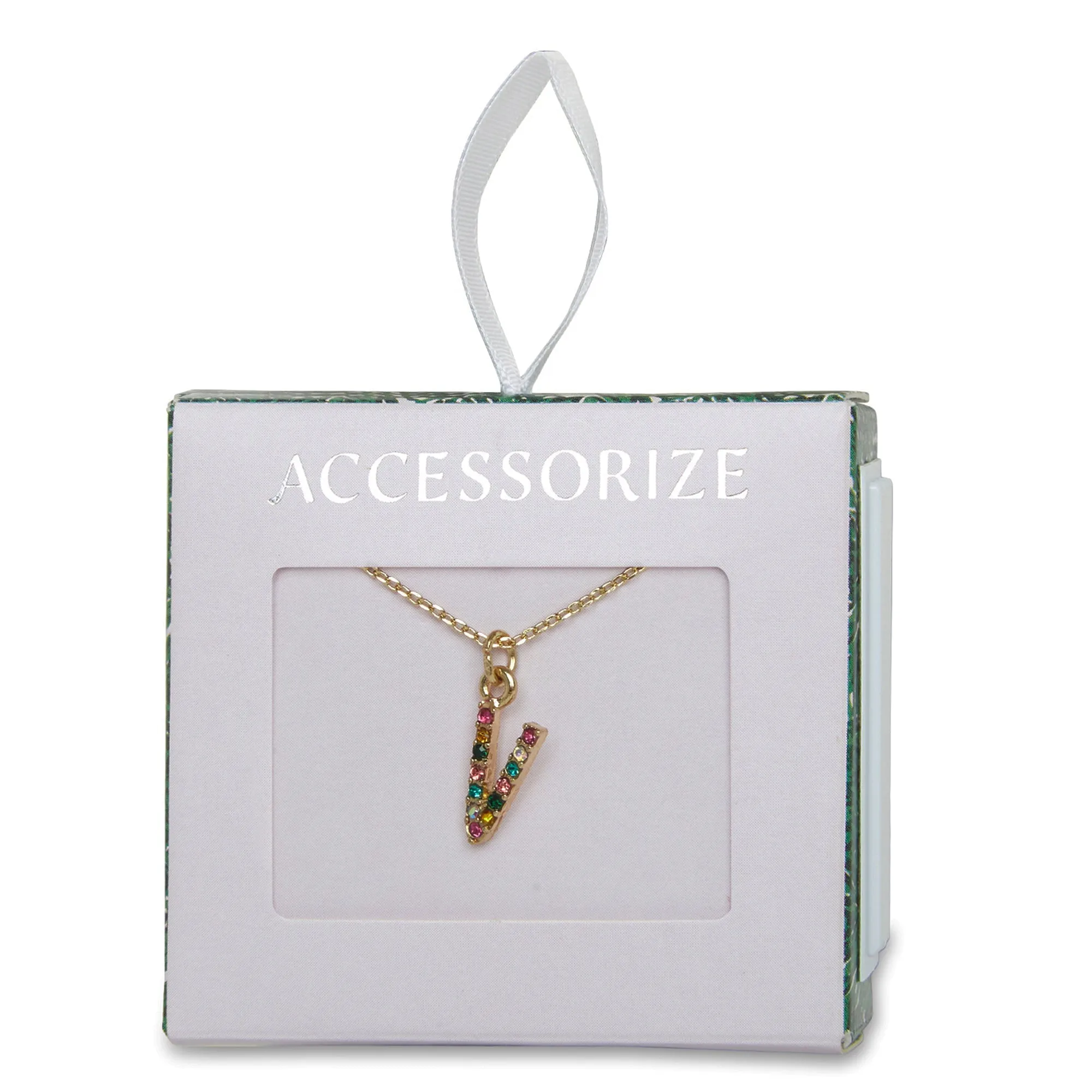 Accessorize London Women's Crystal (V) Initial Necklace Multi