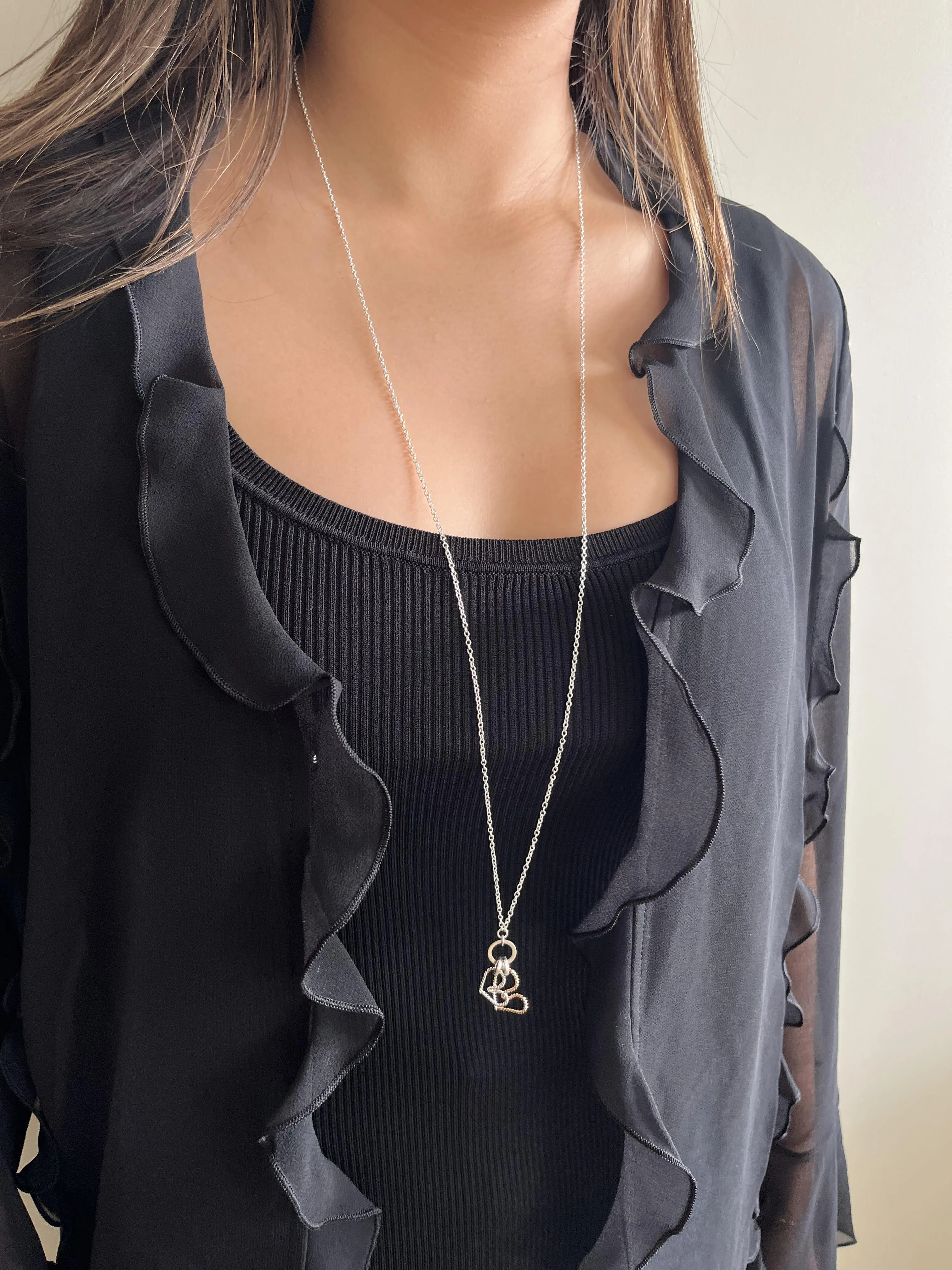 ADORE Mixed Metal Heart Long Necklace