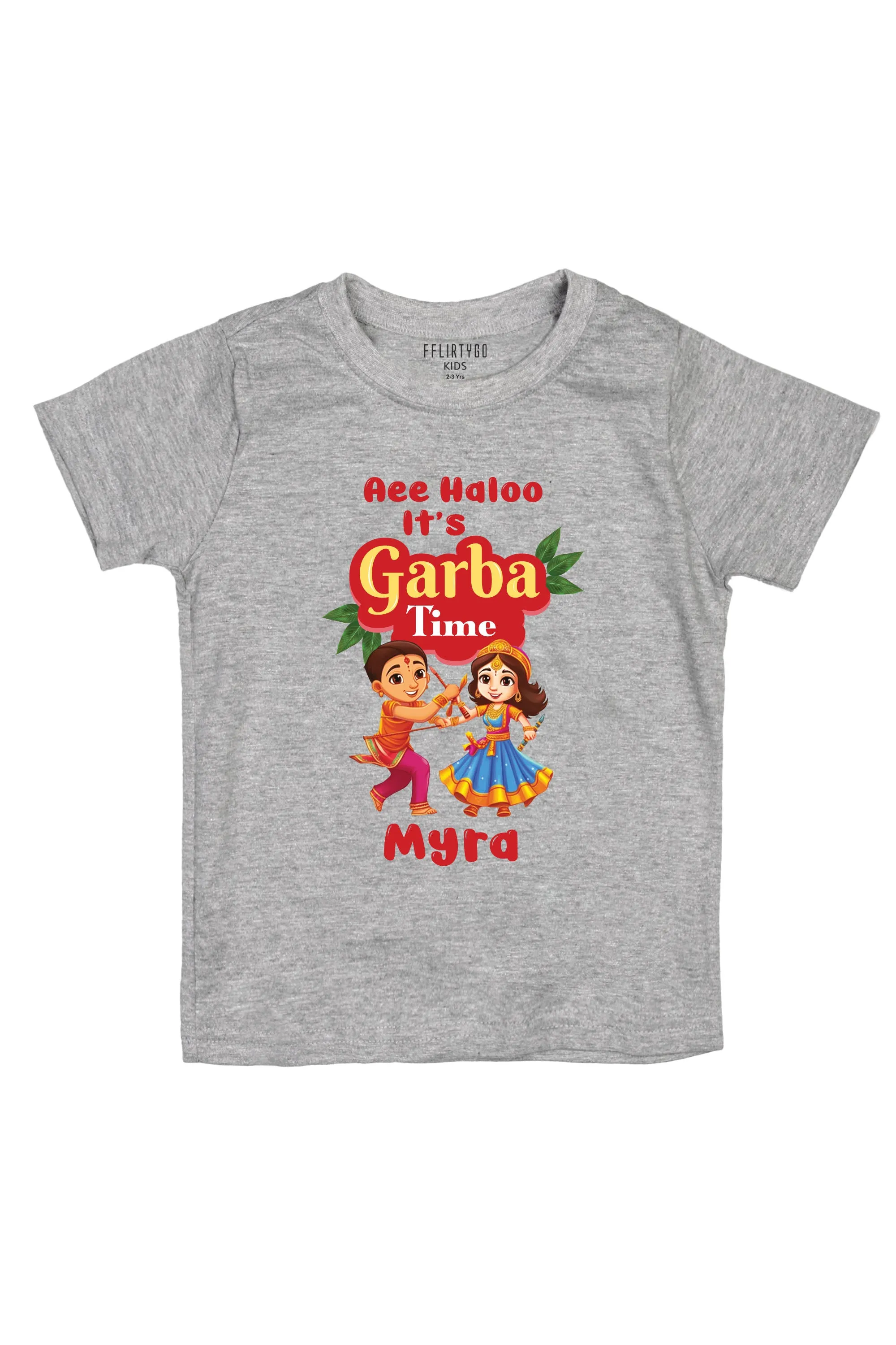 Aee Haloo Garba Time Kids T Shirt w/ Custom Name