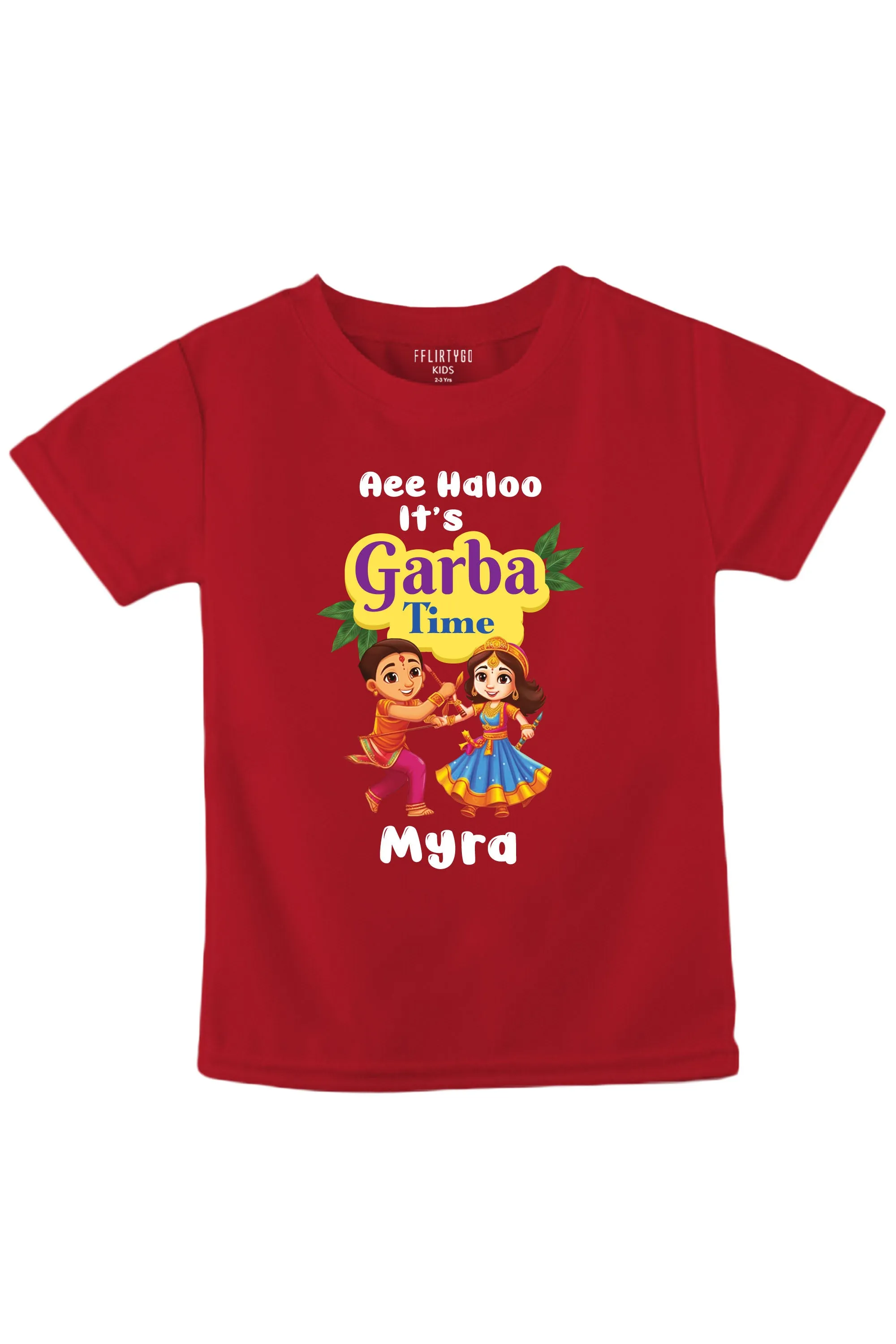 Aee Haloo Garba Time Kids T Shirt w/ Custom Name