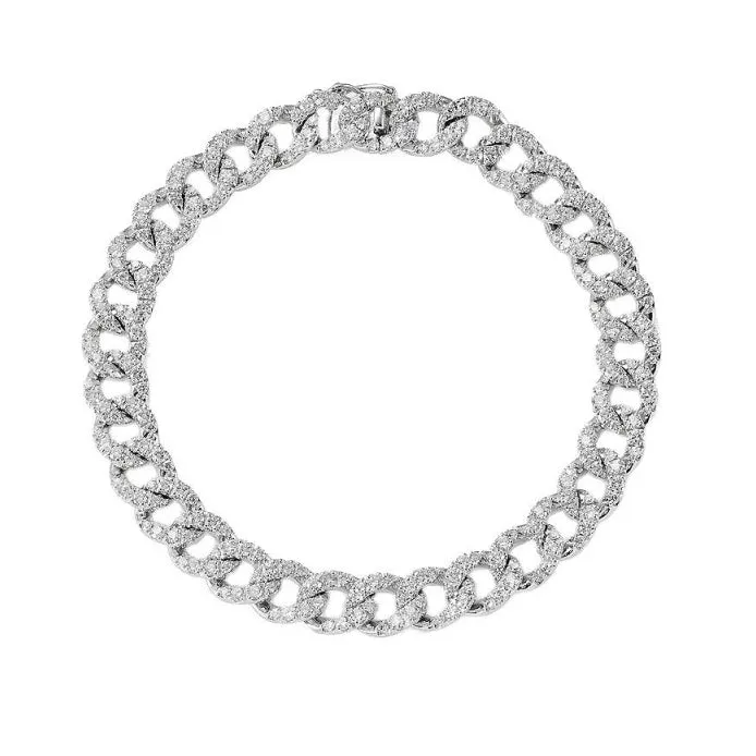 AFJ Diamond Collection - Diamond Gourmette Link Bracelet, 18k White Gold