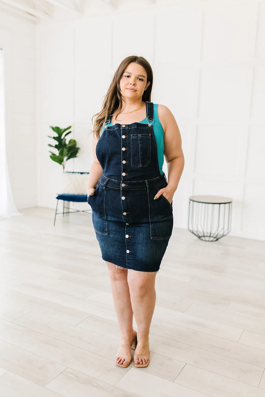 Agnes Denim Overall Dress-- Use the code SPRINGJB for 20% off!