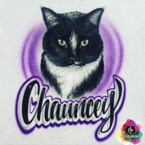 Airbrush Pet Portrait w/ Script Name Design