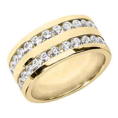 ARES Men's Diamond Wedding Ring 10MM Band Round Cut Double Channel Set in 18K Gold 2 carat E Color VS1 Clarity By Mike Nekta NYC Size 12