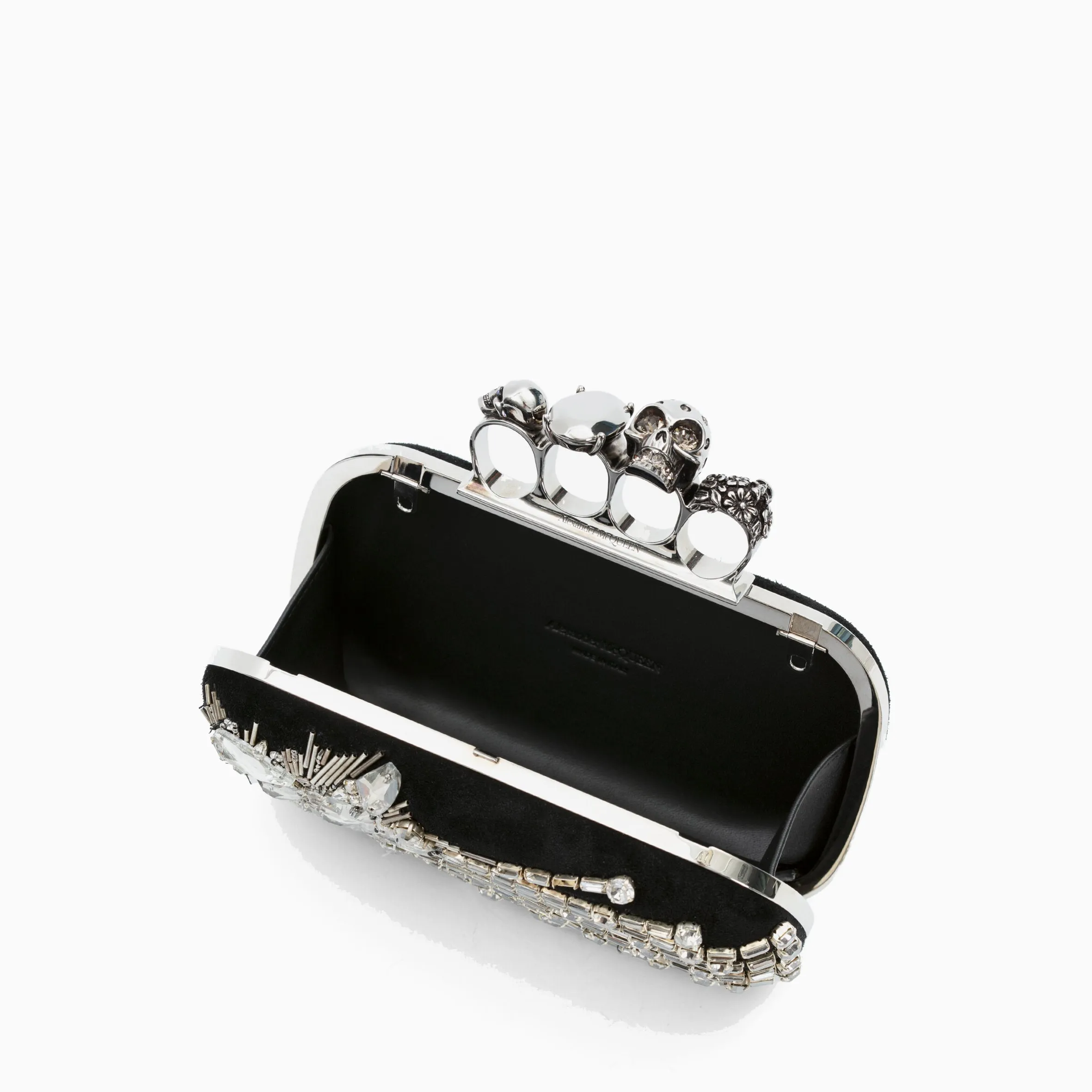 Astral Box Skull Clutch with Strap, Black