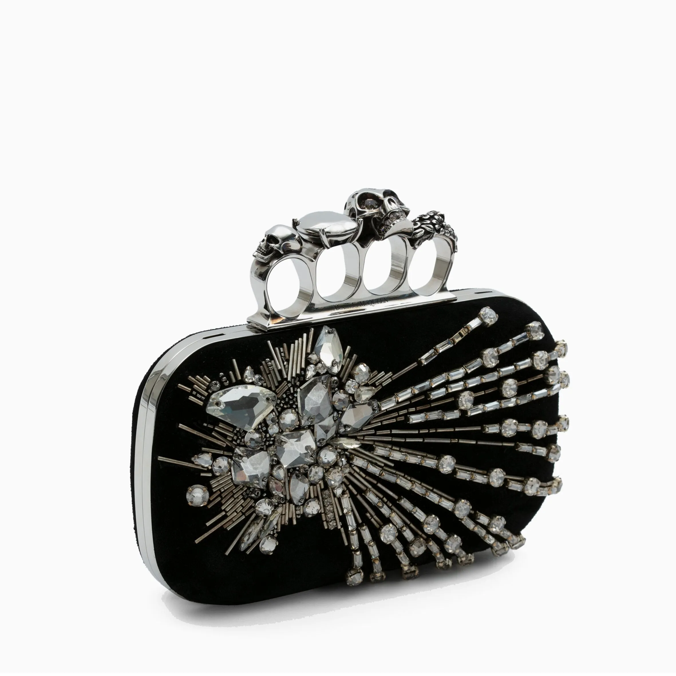 Astral Box Skull Clutch with Strap, Black