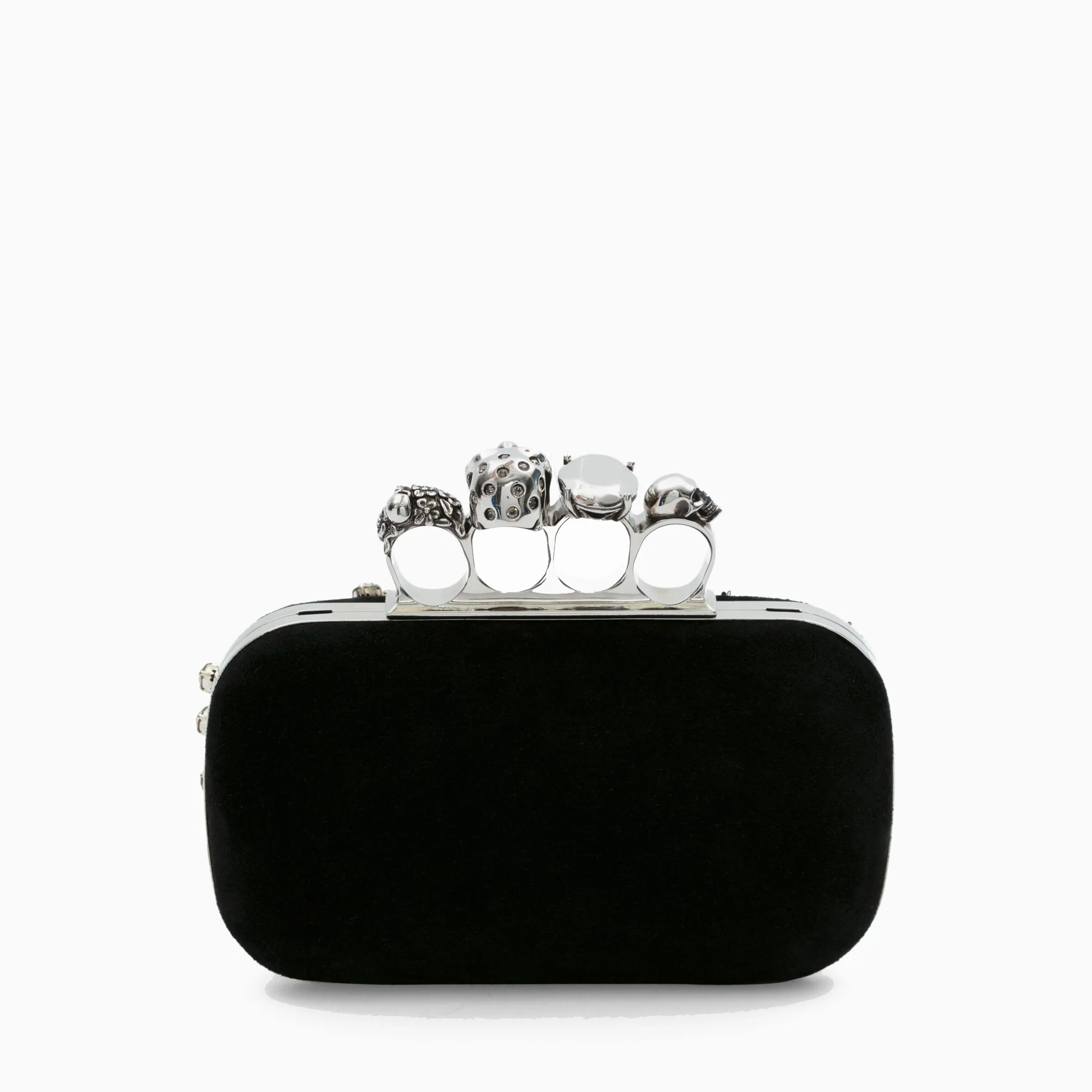 Astral Box Skull Clutch with Strap, Black