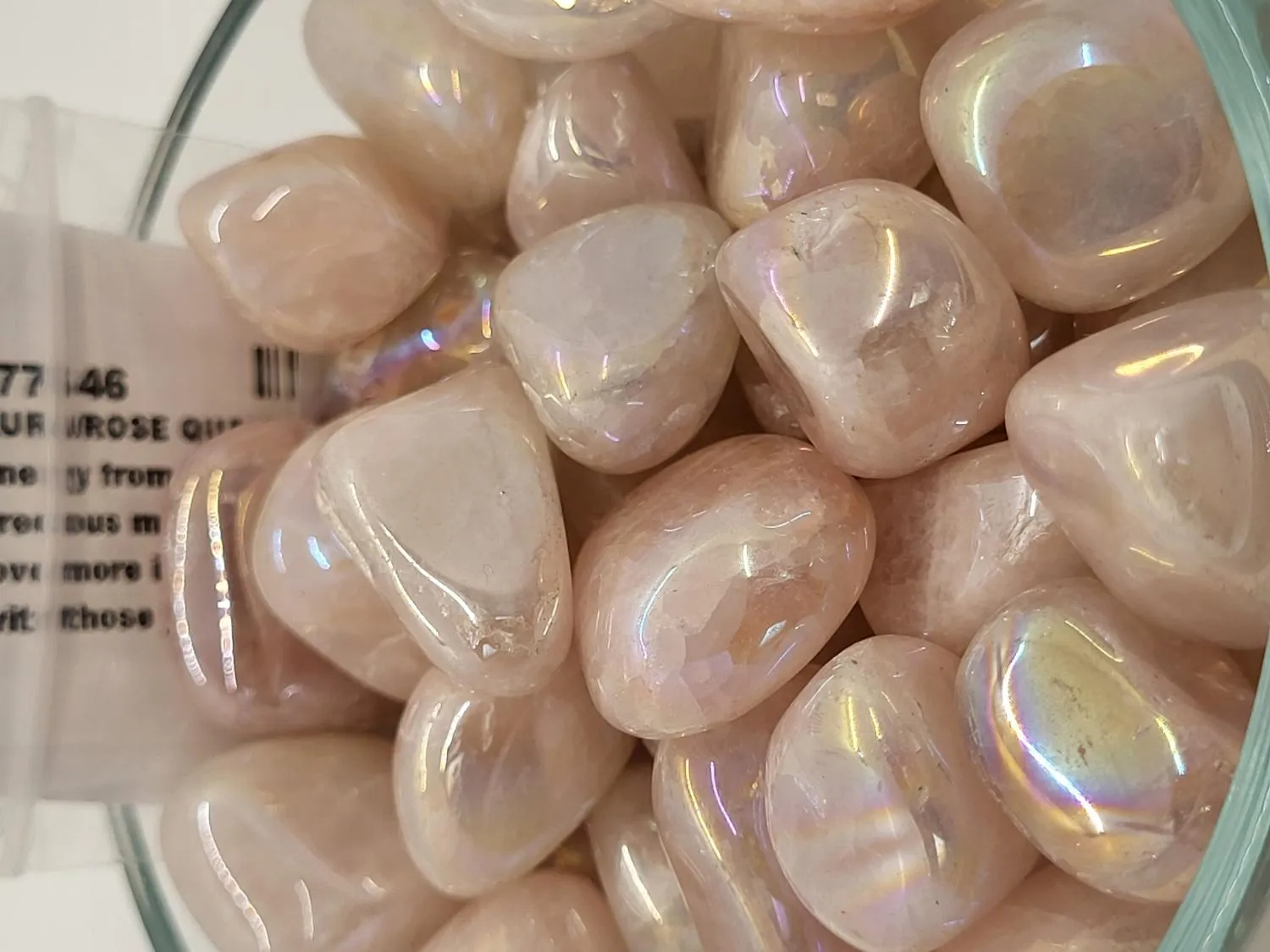 AURA/ROSE QUARTZ - Tumbled TITANIUM PLATED  / Amplified Energy, Loving Strong Bonds