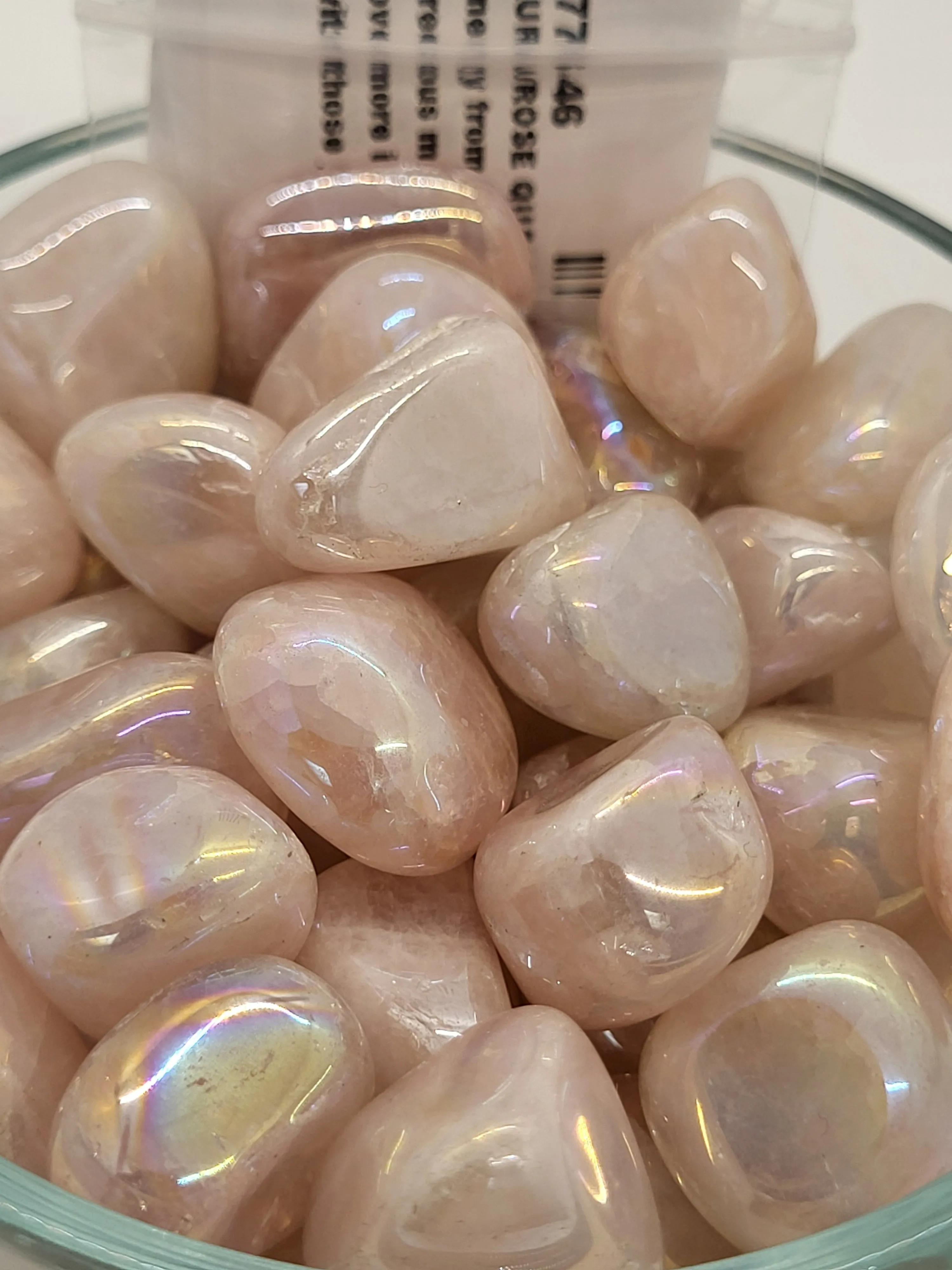 AURA/ROSE QUARTZ - Tumbled TITANIUM PLATED  / Amplified Energy, Loving Strong Bonds