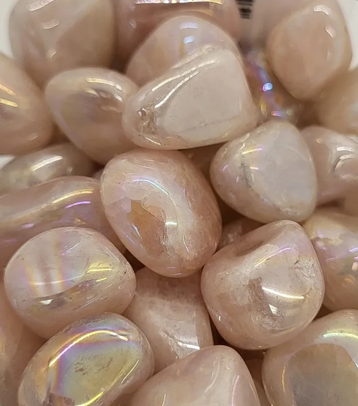 AURA/ROSE QUARTZ - Tumbled TITANIUM PLATED  / Amplified Energy, Loving Strong Bonds