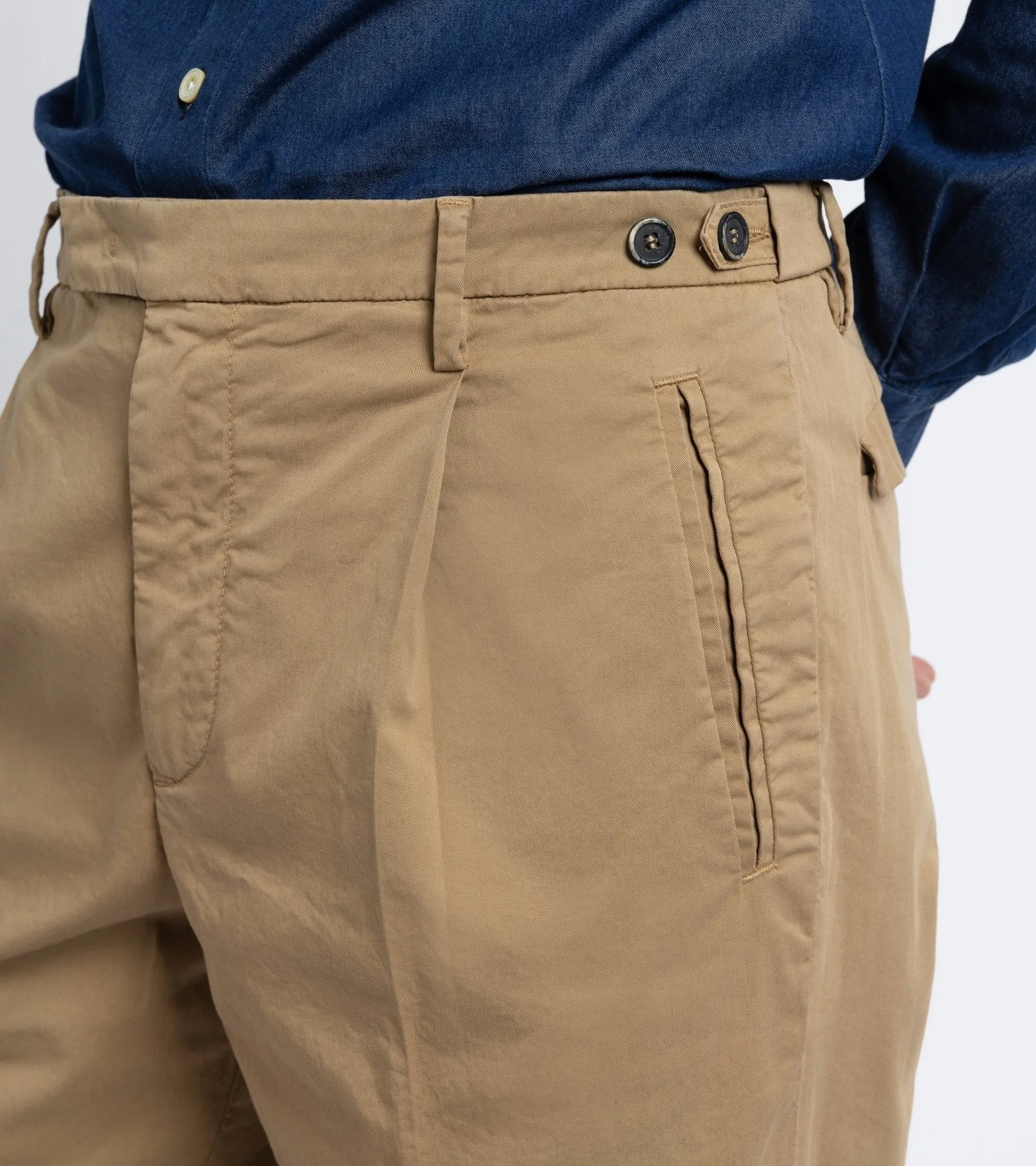 Barena Masco Trevo Cotton Twill Trousers: Tan