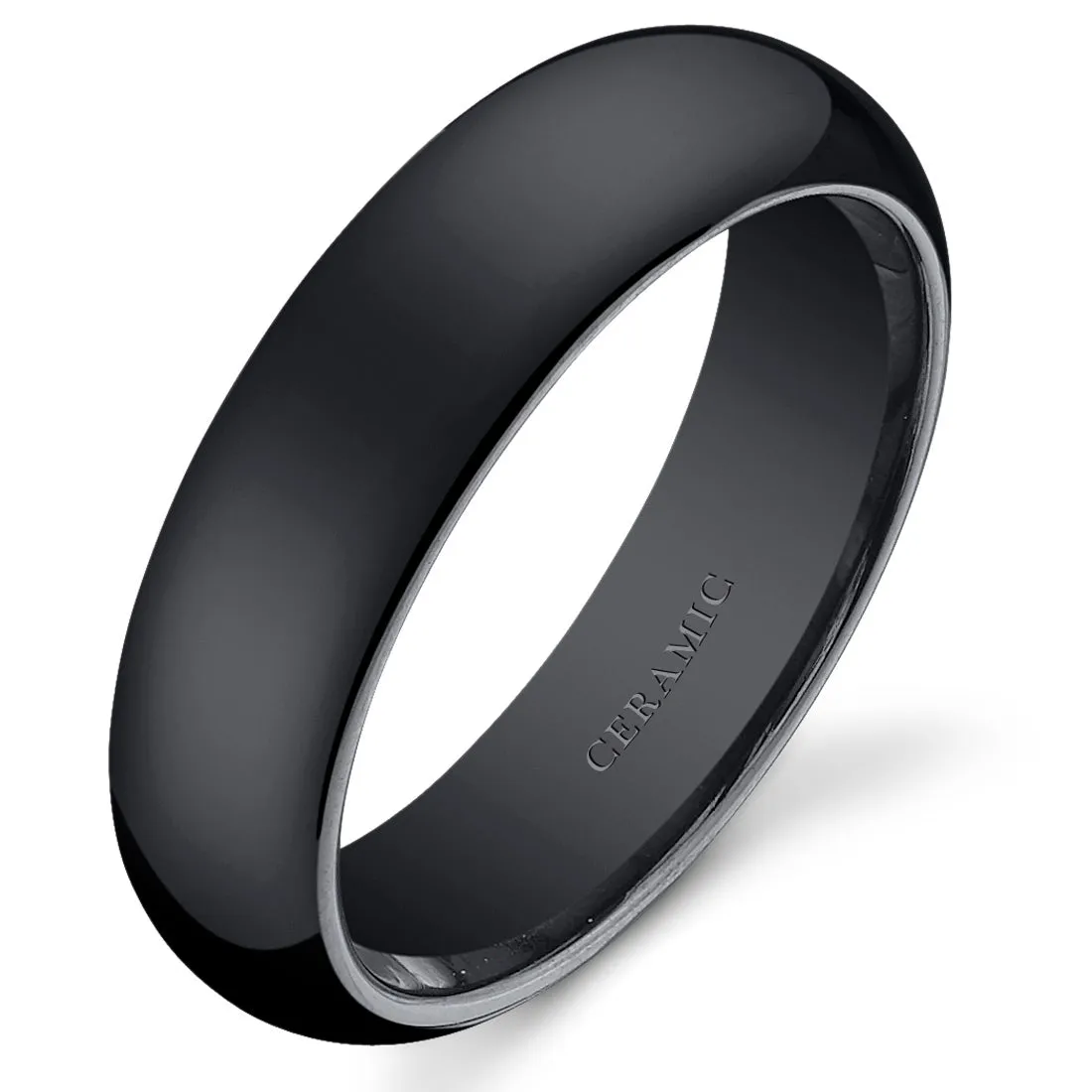 Black Ceramic unisex Band 6mm Size 12.5