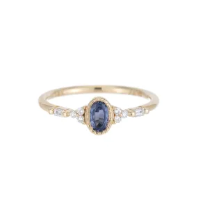 Blue Sapphire Oval Poeme Ring