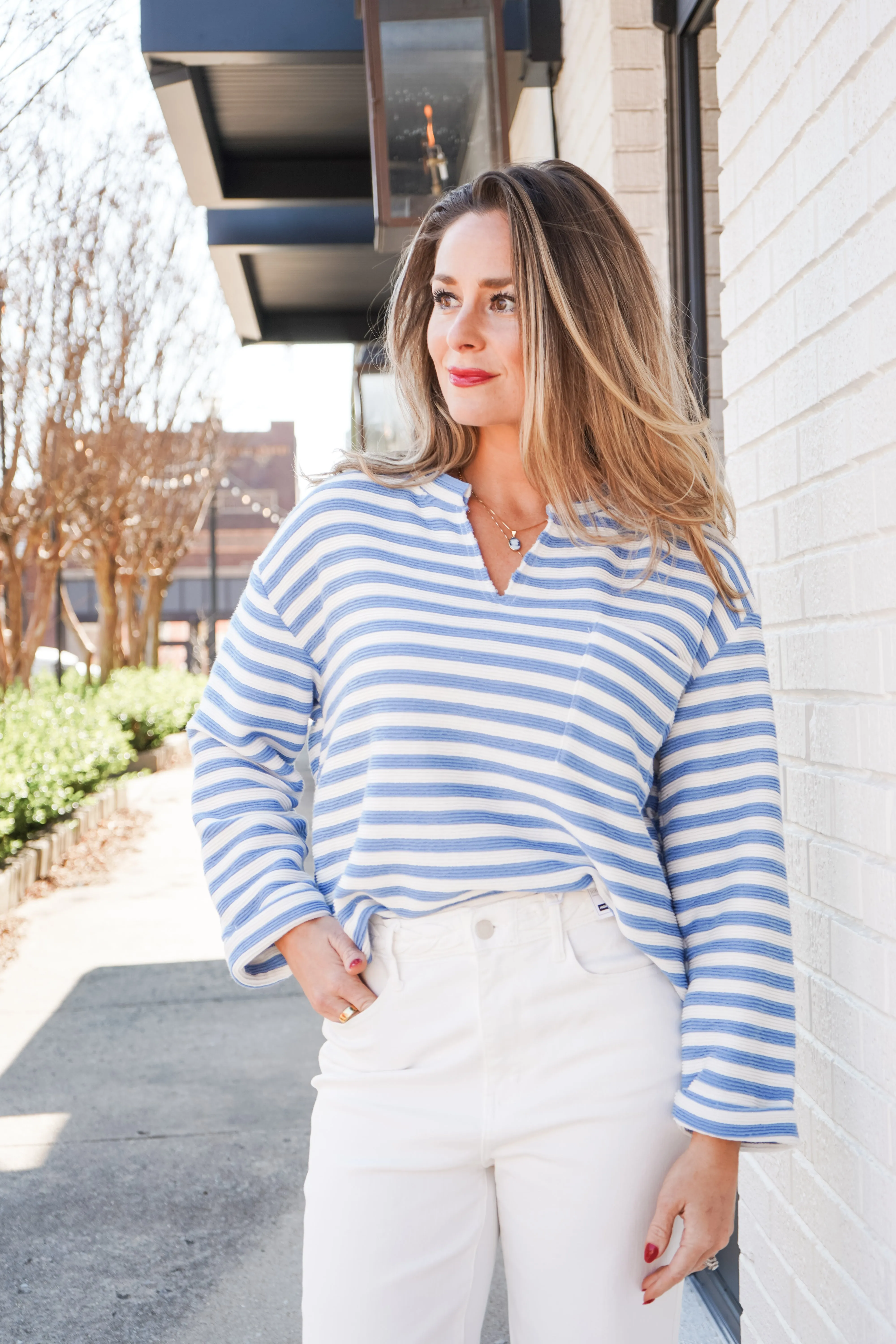 Blue Skies Striped Top (S-3x)