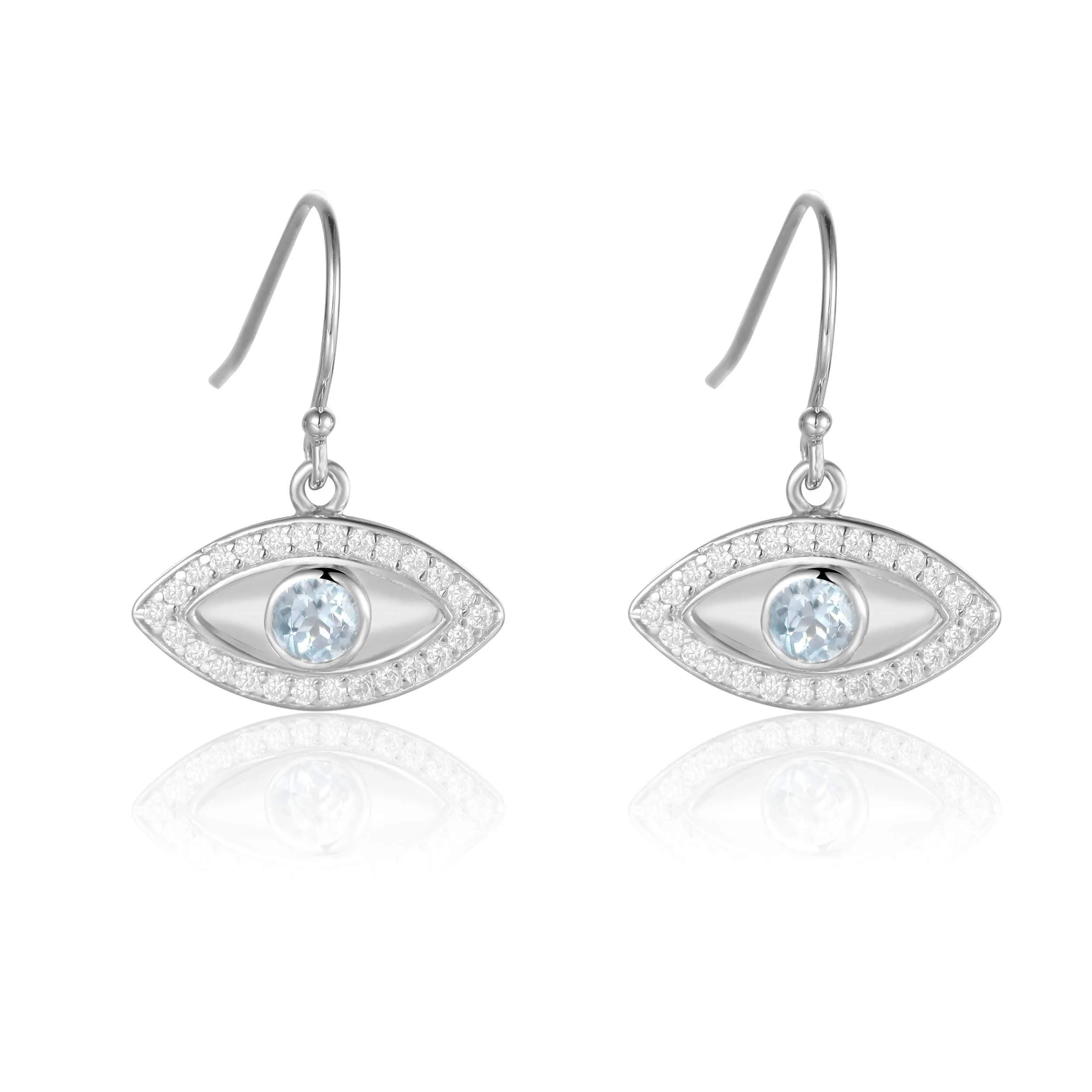 Blue Topaz Evil Eye Earrings