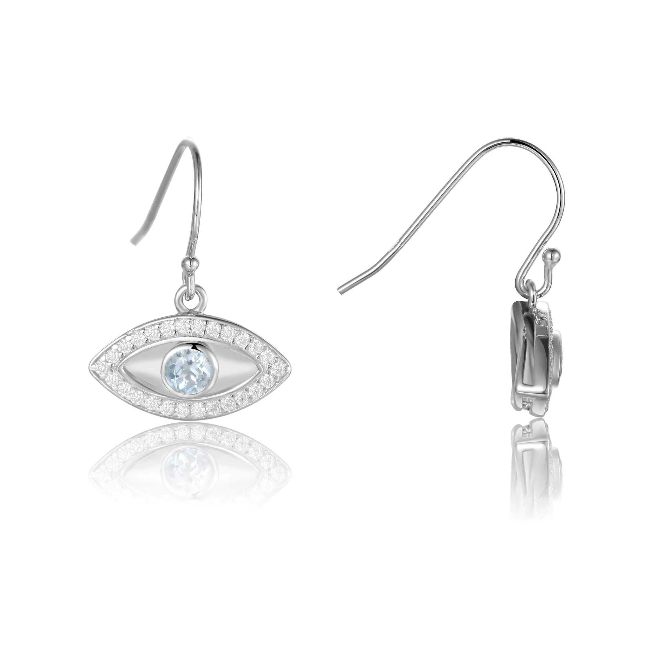 Blue Topaz Evil Eye Earrings