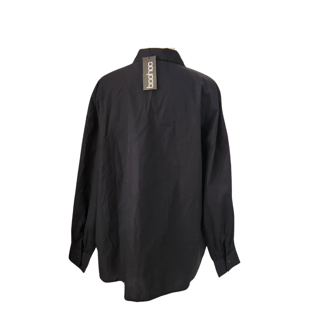 Boohoo Black Cotton Collared Shirt | Brand New |