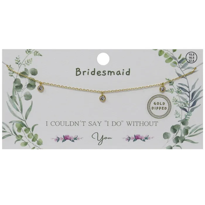 BRIDESMAID CZ Stone Station Gold Dipped Necklace