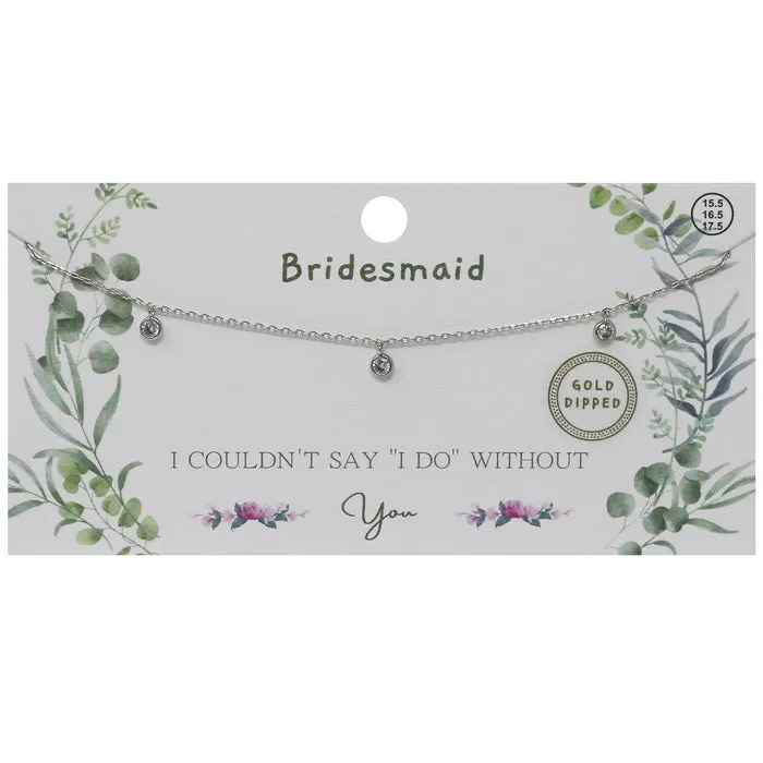 BRIDESMAID CZ Stone Station Gold Dipped Necklace