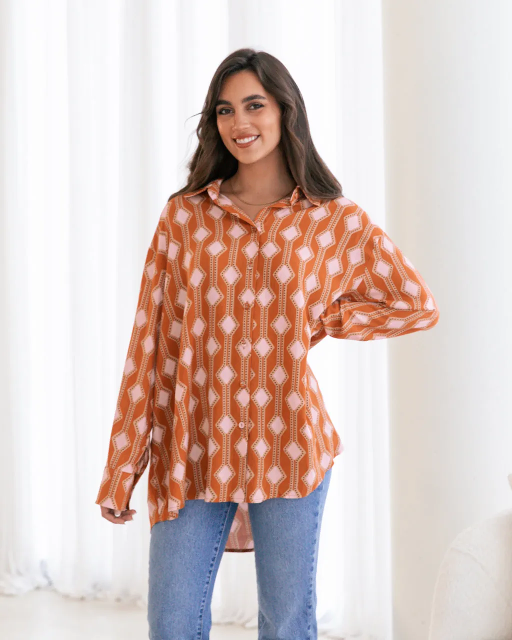 Brielle Shirt - Brown/Pink