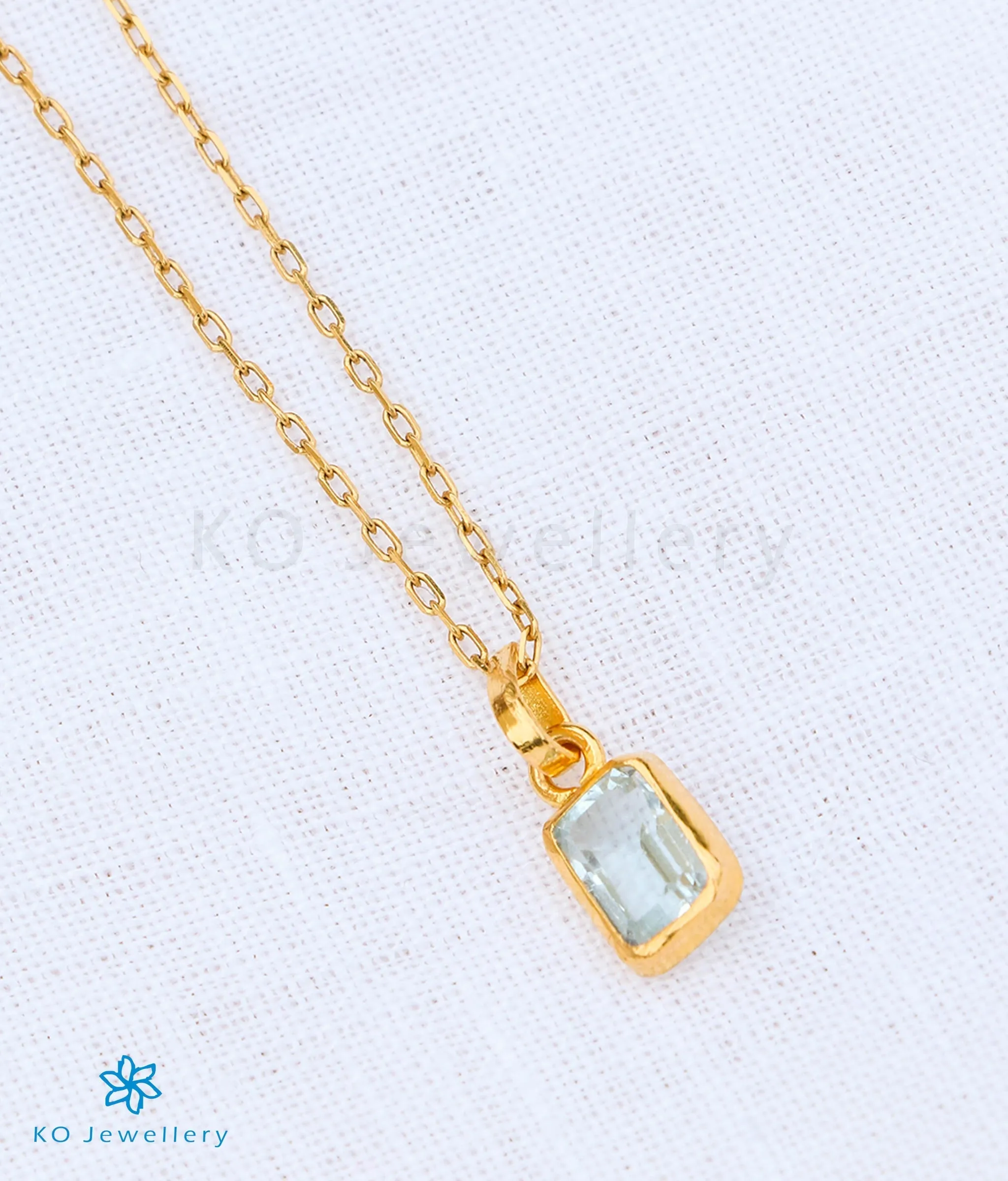 Bright Blue Topaz Pendant in 22 KT Gold