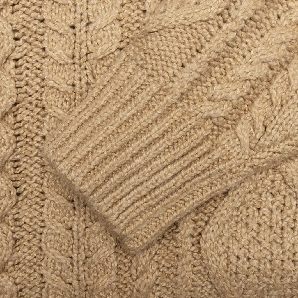 Cable Knit Hoodie - Gold Heather