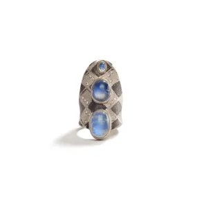 Cabochon Moonstone and Palladium Ring