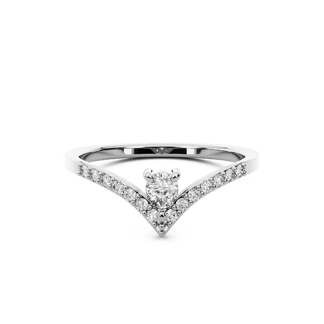 Chorost & Co. Private Collection 14K White Gold 0.25ct Diamond Pear Shape Chevron Ring