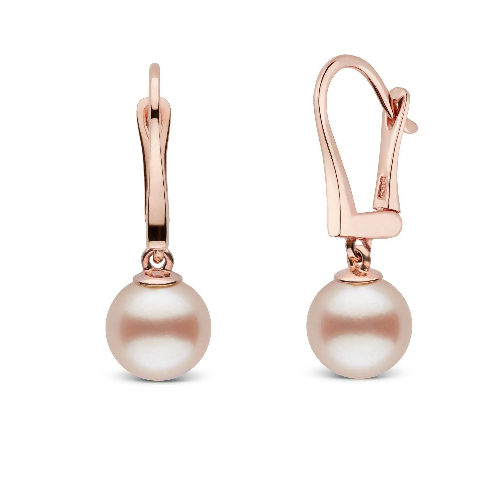 Classic Collection Pink to Peach Freshadama Freshwater 8.5-9.0 mm Pearl Dangle Earrings