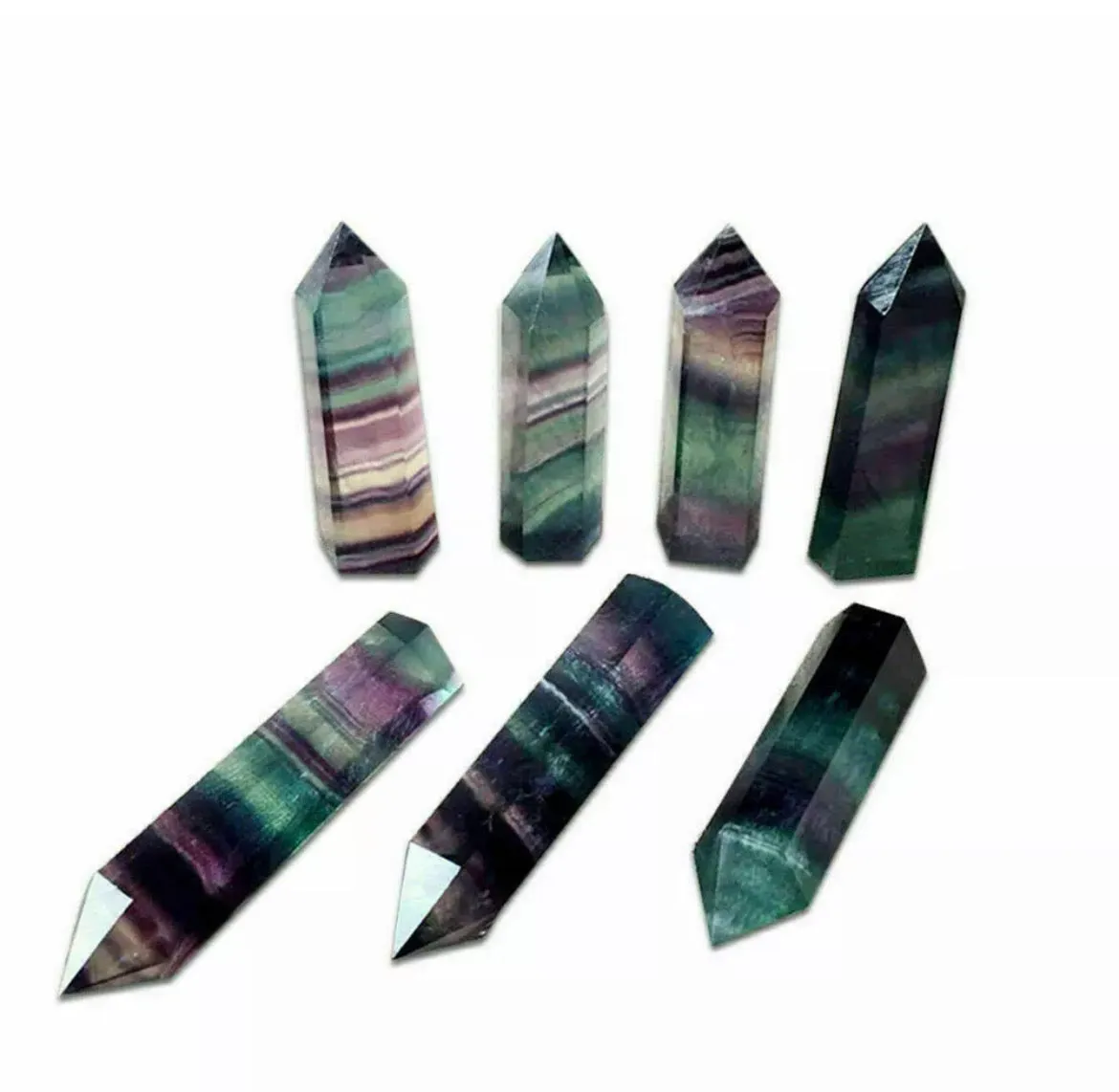 Colorful Natural Rainbow Fluorite Quartz gemstone Crystal Wand