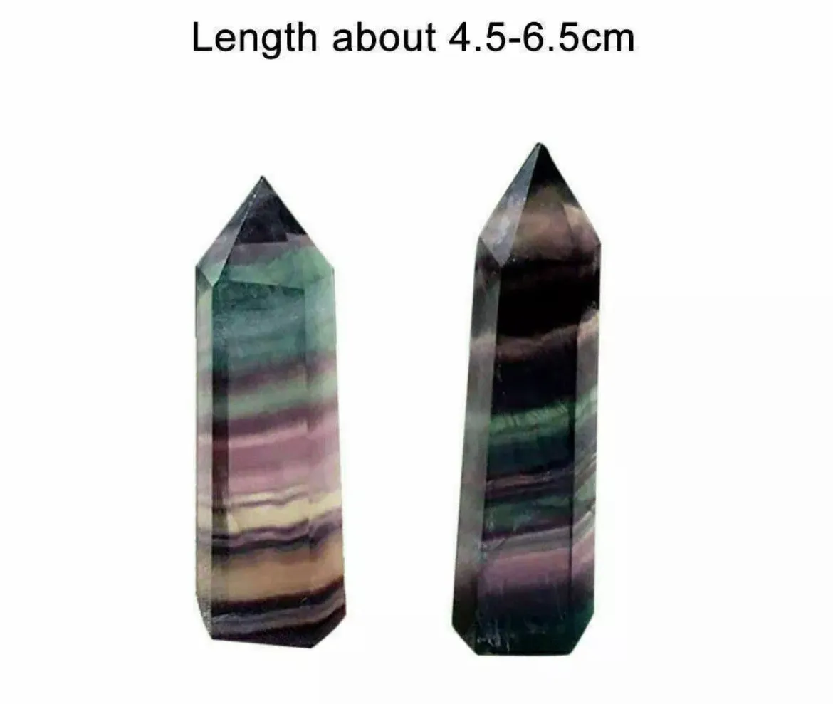 Colorful Natural Rainbow Fluorite Quartz gemstone Crystal Wand