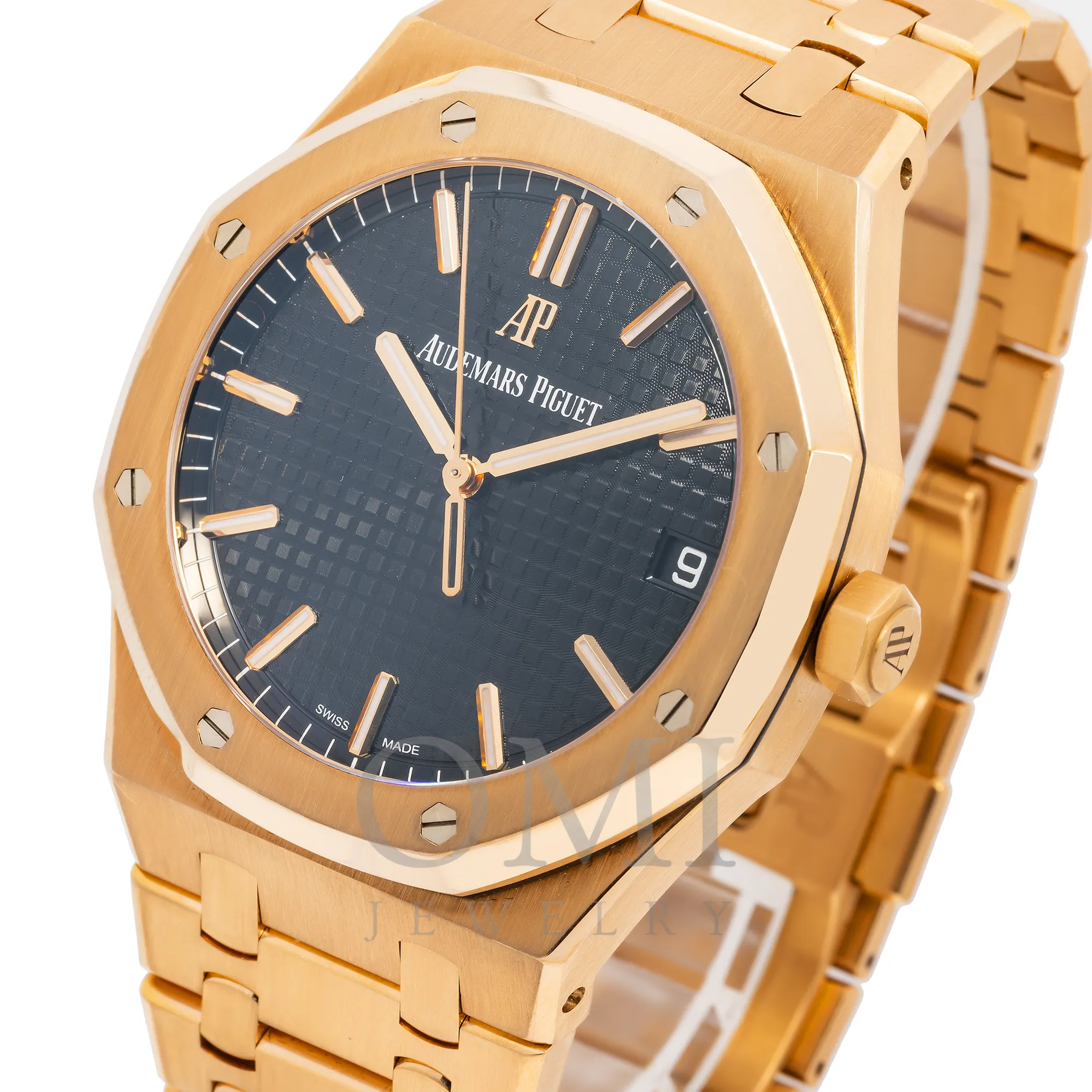 Copy of AUDEMARS PIGUET ROYAL OAK SELFWINDING 15400OR BLACK DIAL 41MM WITH ROSE GOLD BRACELET